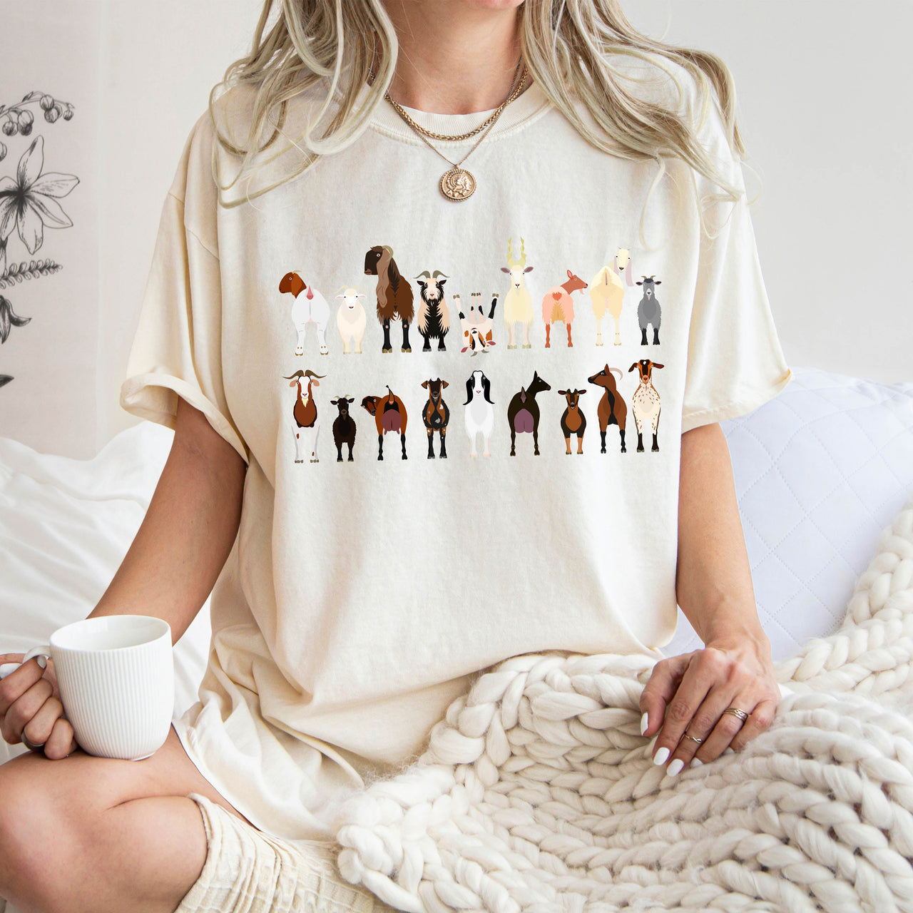 Goat Lovers Farm Animal Illustration With Breeds And Pets Displayed Comfort Colors Tee