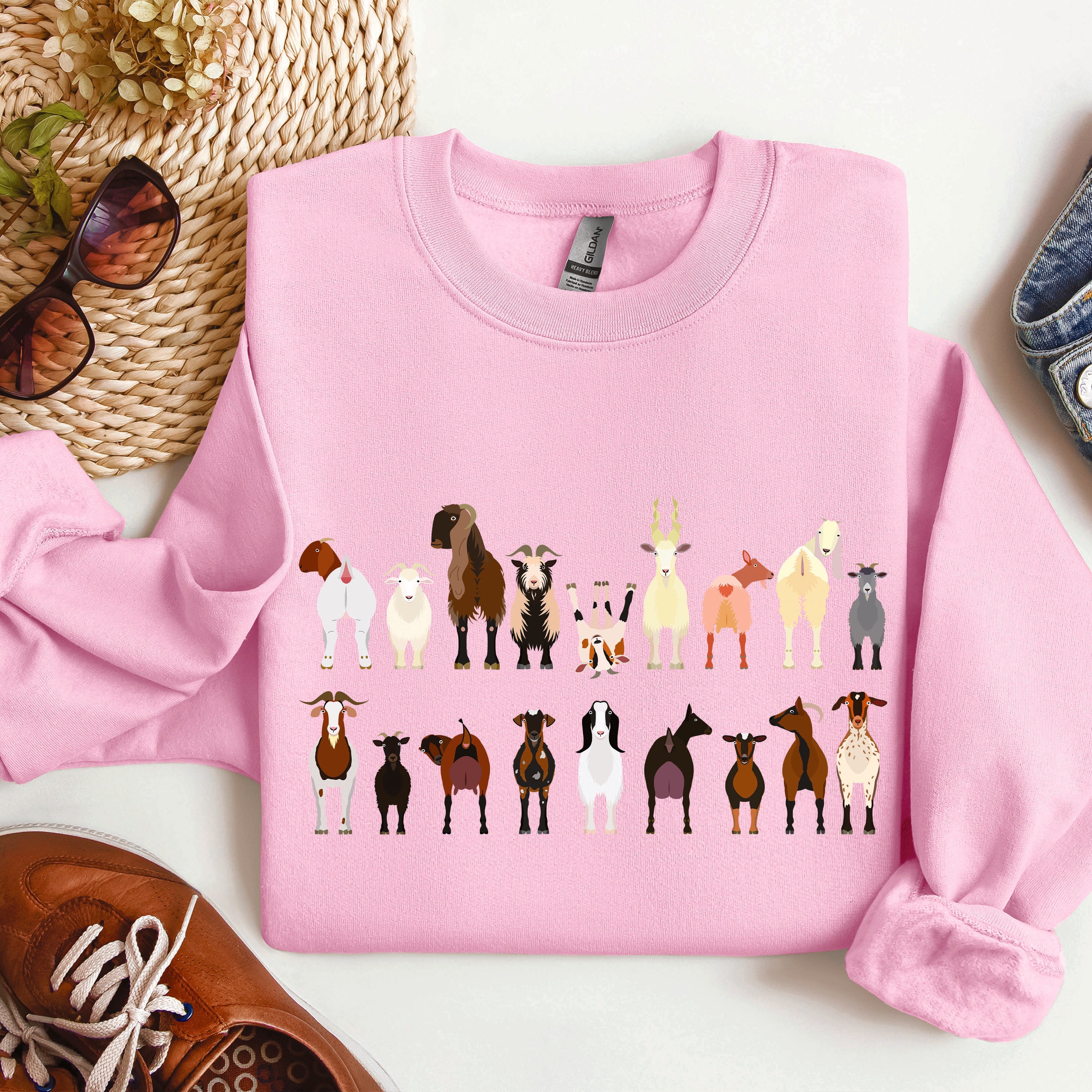 Goat Breeds Farm Animal Lover Cozy On The Farm Edition Premium Fleece Sweatshirt