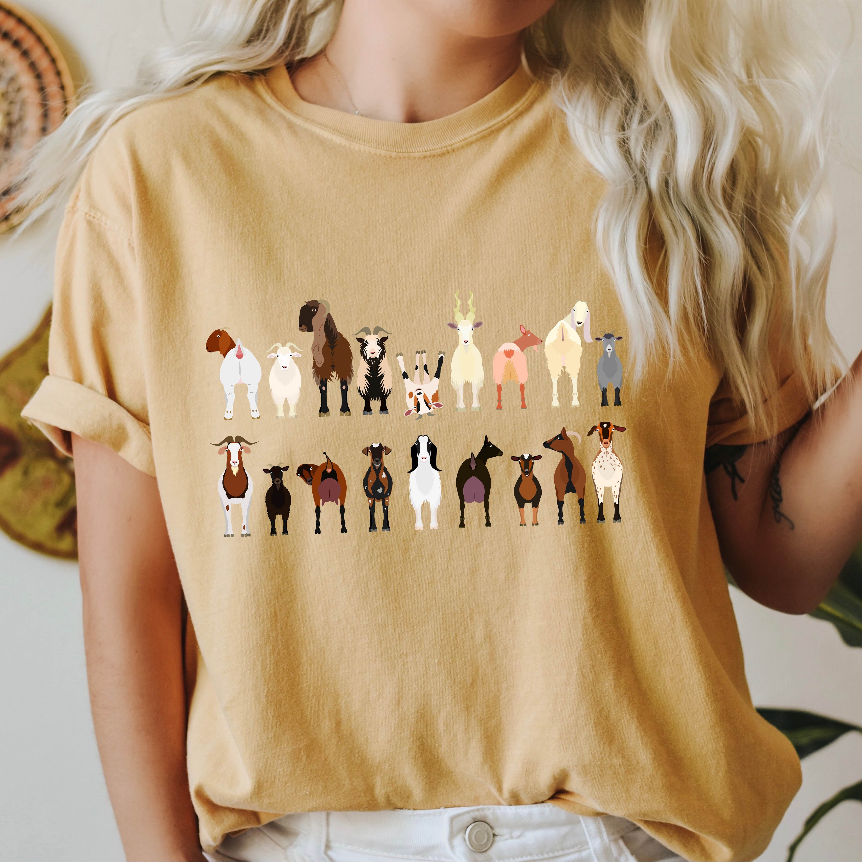 Goat Lovers Farm Animal Illustration With Breeds And Pets Displayed Comfort Colors Tee