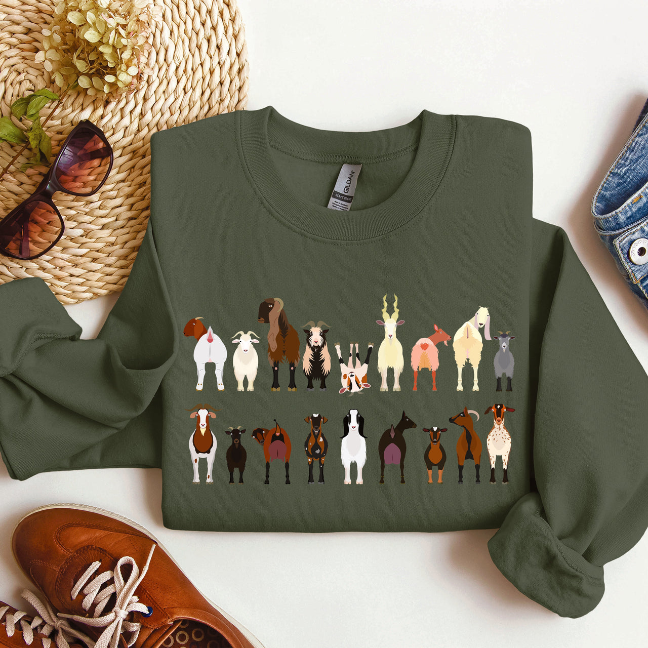 Goat Breeds Farm Animal Lover Cozy On The Farm Edition Premium Fleece Sweatshirt