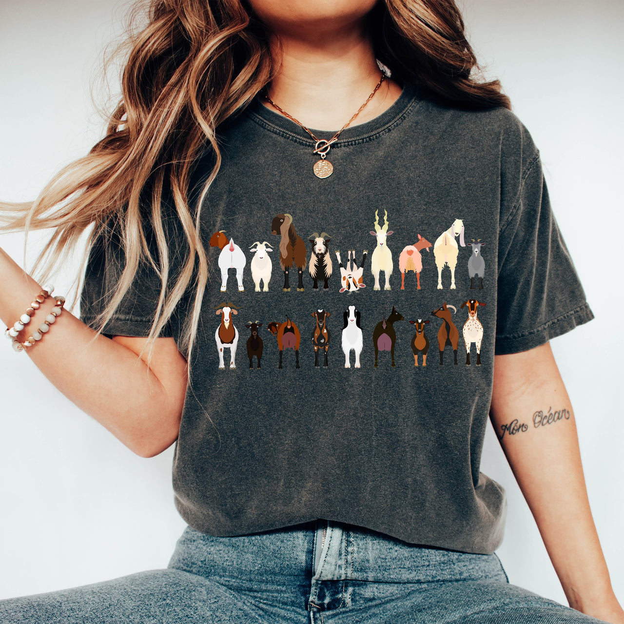 Goat Lovers Farm Animal Illustration With Breeds And Pets Displayed Comfort Colors Tee