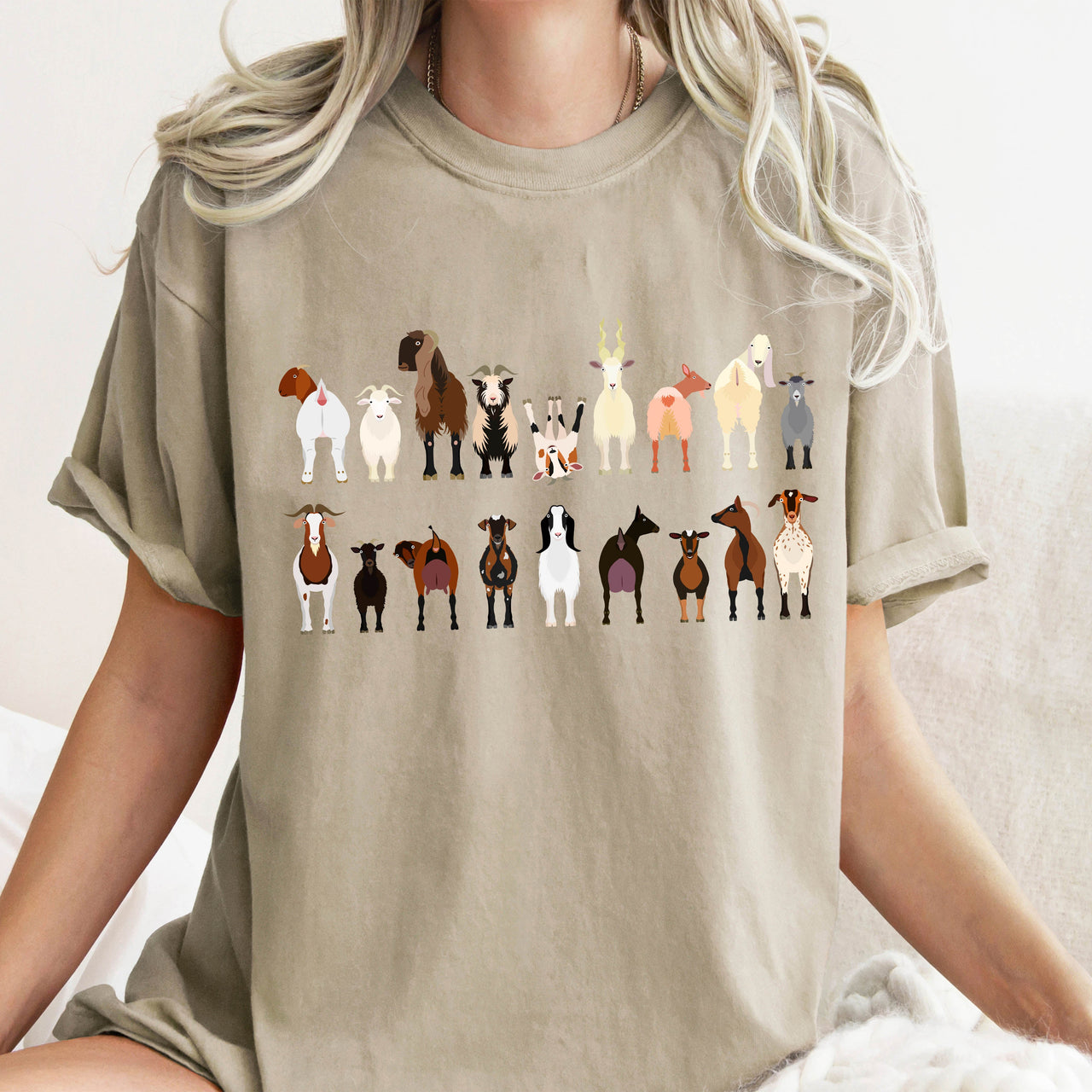 Goat Lovers Farm Animal Illustration With Breeds And Pets Displayed Comfort Colors Tee