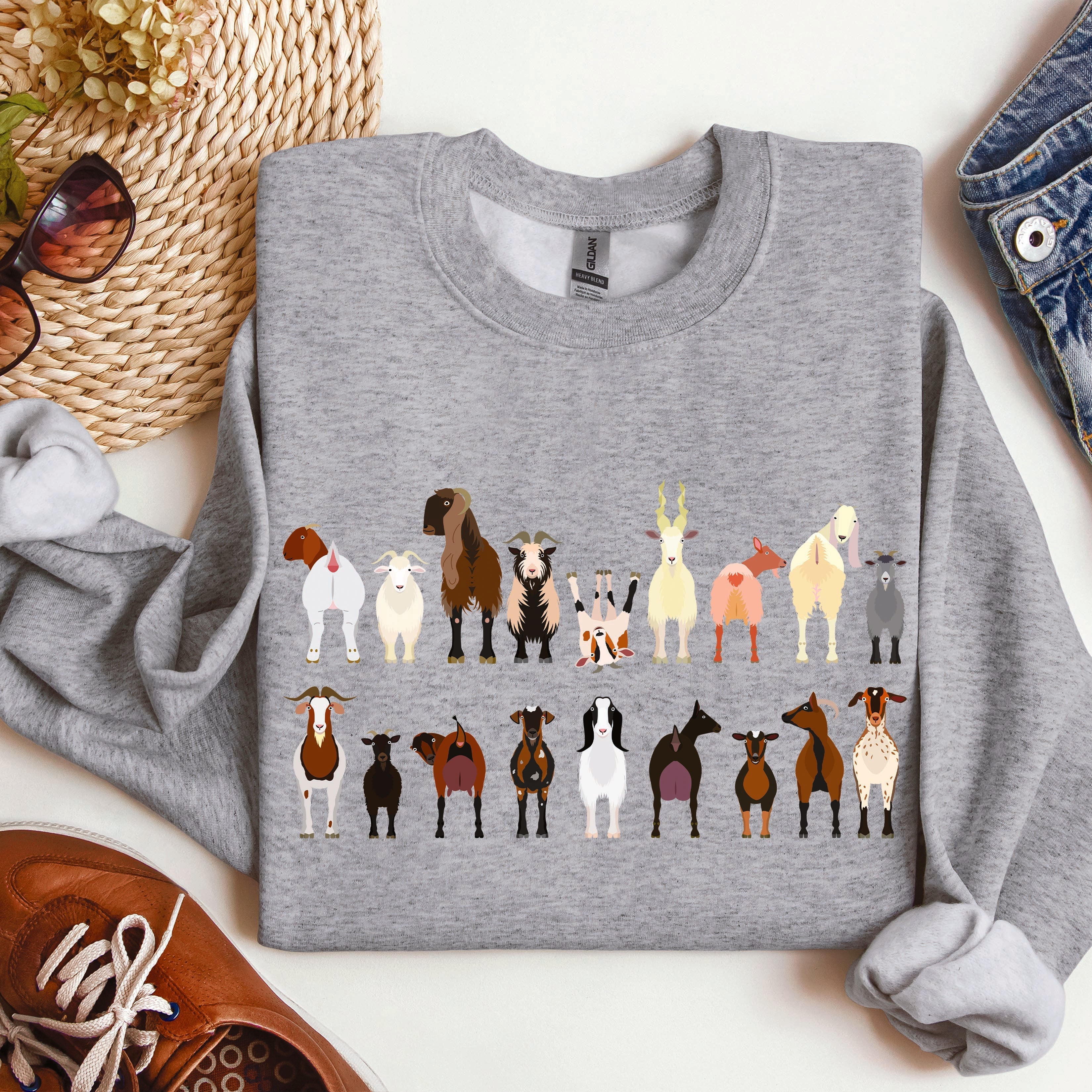 Goat Breeds Farm Animal Lover Cozy On The Farm Edition Premium Fleece Sweatshirt