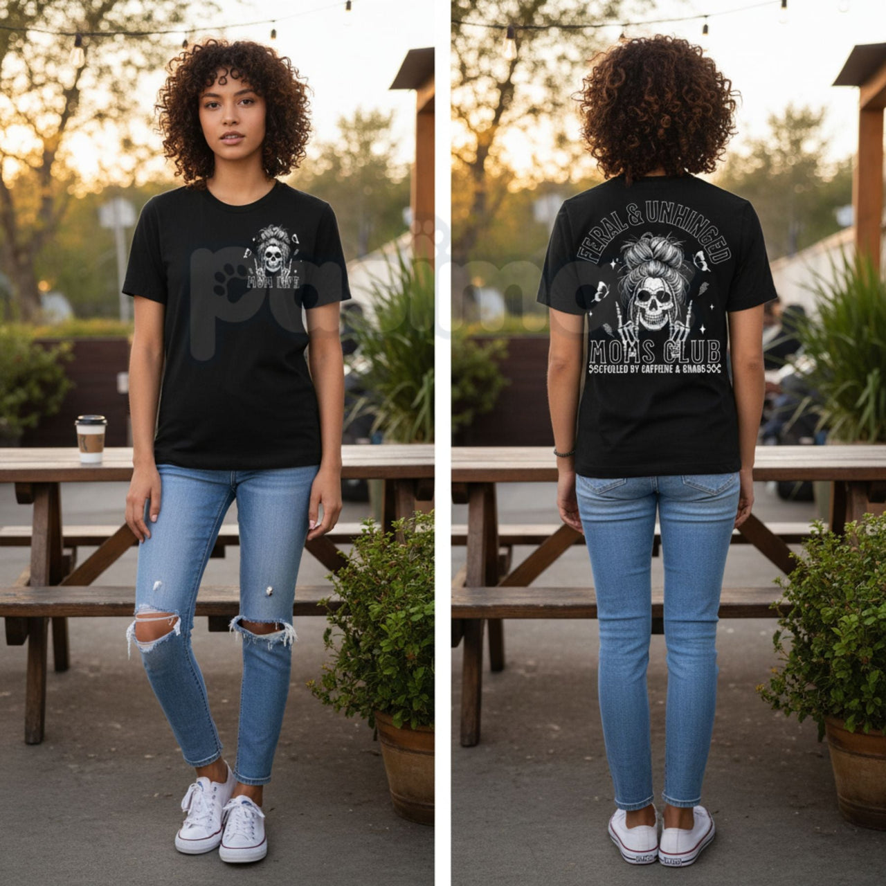 Vintage Skeleton Coffee Mom T-Shirt - Feral and Unhinged Moms Club Grunge Tee, Premium 100% Cotton Gothic Motherhood Shirt, Retro Spooky Aesthetic Mom Gift, Coffee-Obsessed Skeleton Graphic Top, Comfortable Lived-In Mama Streetwear