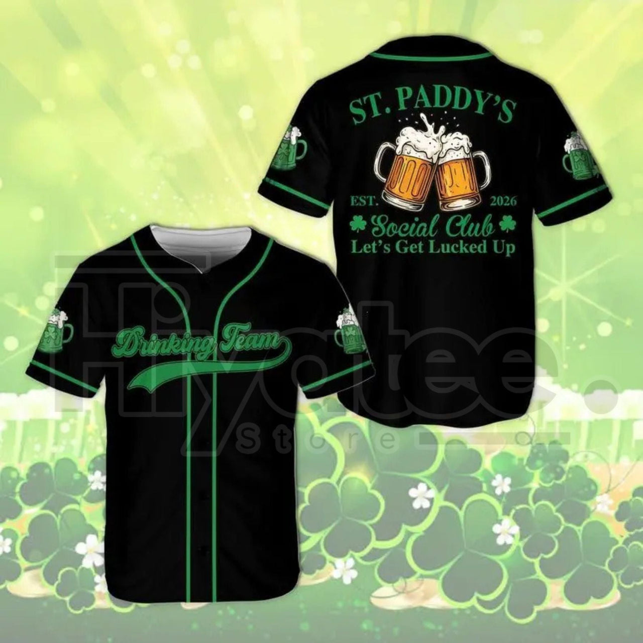St. Patrick's Day Drinking Team Baseball Jersey – Irish Beer Social Club Shamrock Jersey