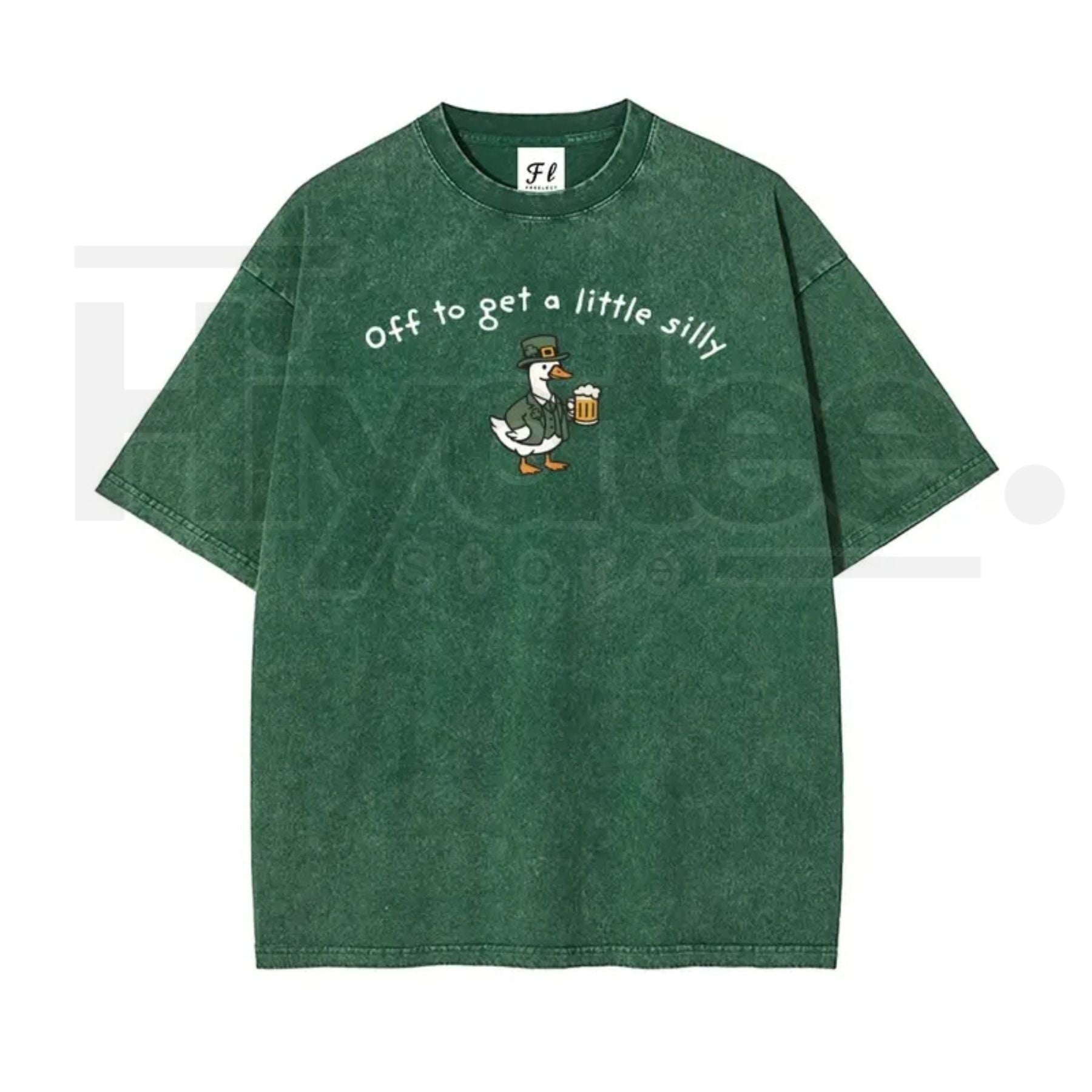 Unisex “Off to Get a Little Silly” Vintage Washed T-Shirt – Shamrock St. Patrick’s Day Graphic Tee
