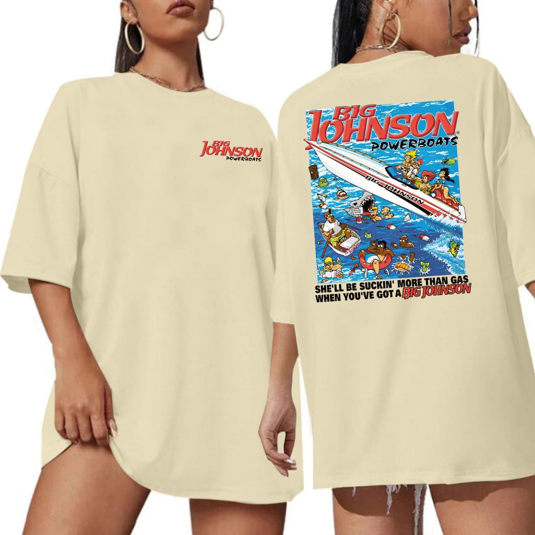 Big Johnson Powerboats Graphic T-Shirt - 2-Sided Fun & Bold Design, Funny Humor Tee