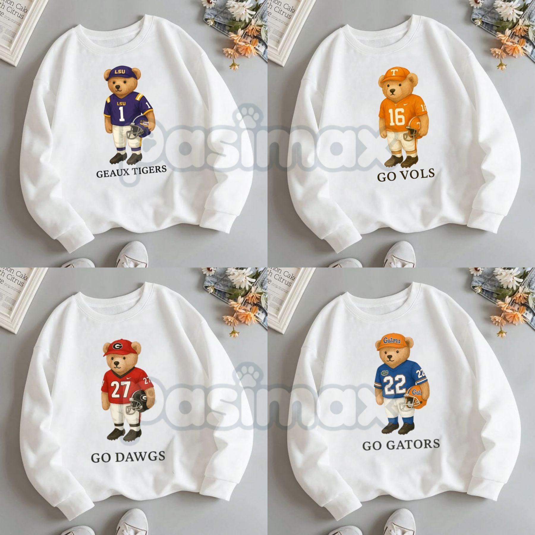 All Team College Football Teddy Bear Sweatshirt – Retro Mascot Graphic Crewneck