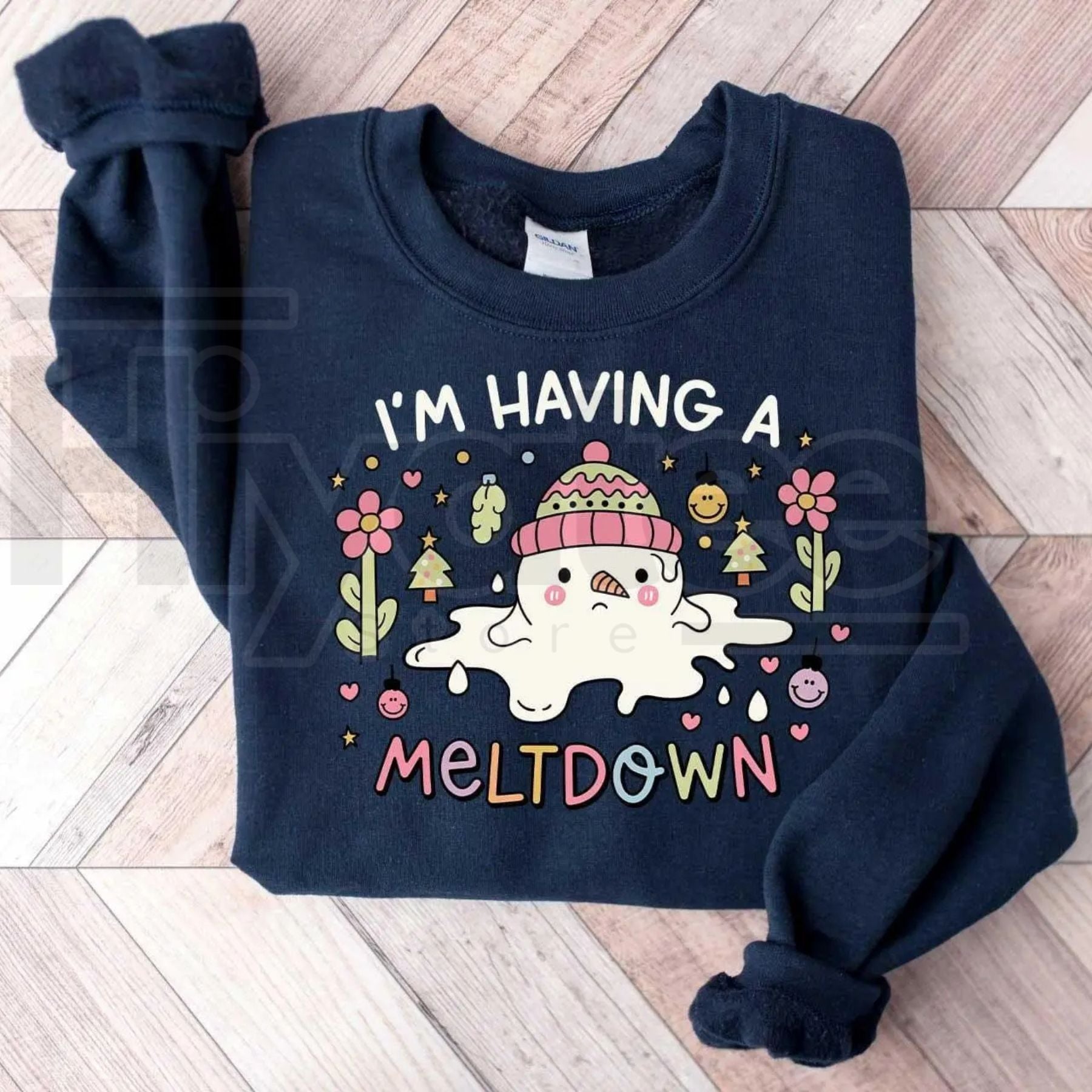 I'm Having A Meltdown Sweatshirt: Funny Snowman Winter Mental Health Sweater