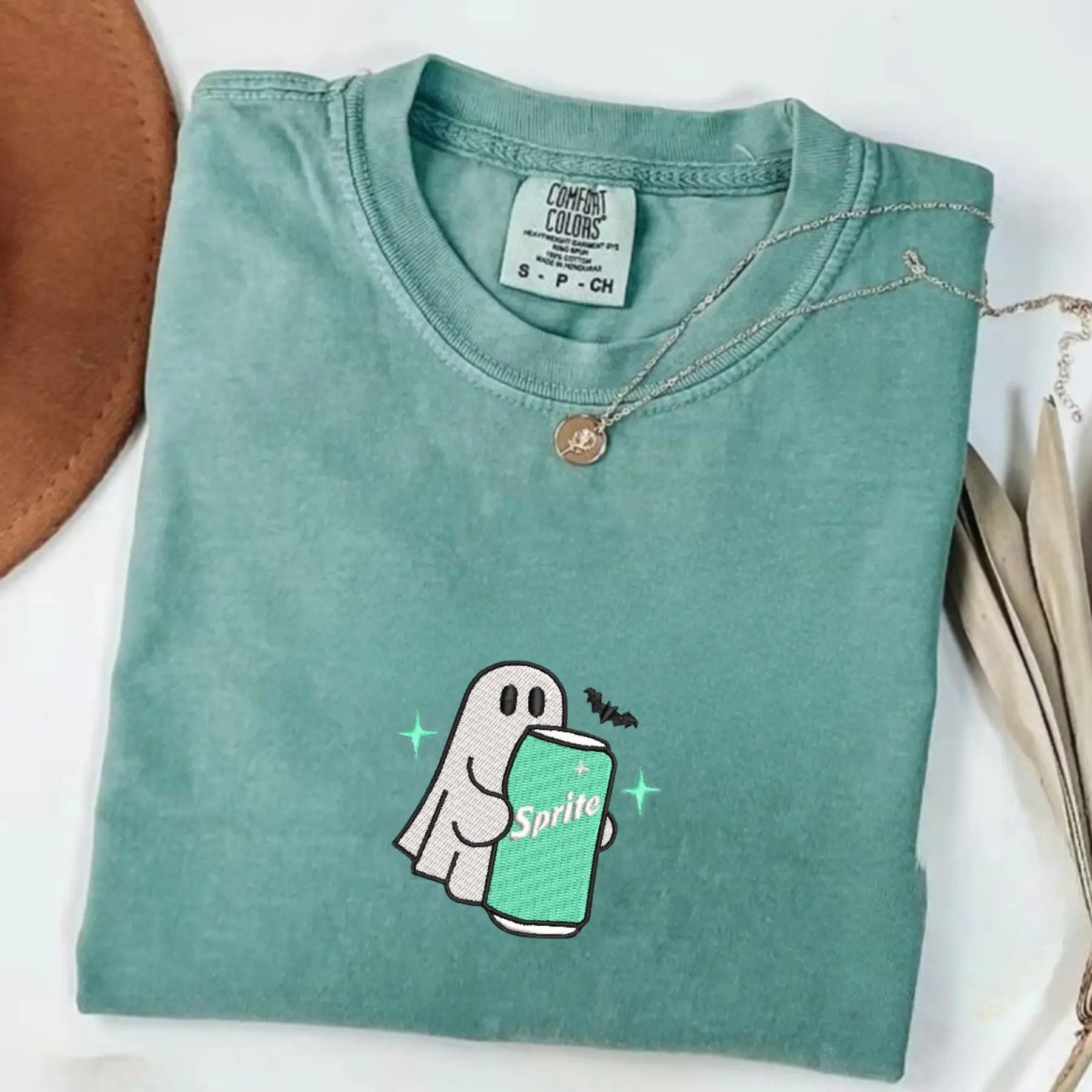 Embroidered Spooky Drink Comfort Colors T-Shirt – Halloween Barista Style Tee
