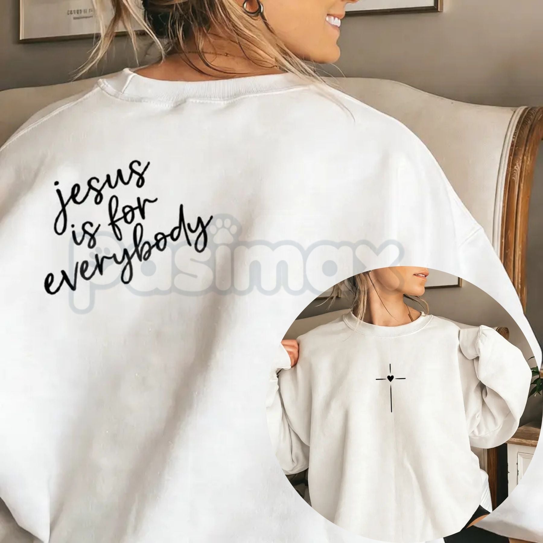 Jesus Is For Everybody Graphic Sweatshirt | Aesthetic Christian Oversized Crewneck | Inclusive Faith Pullover for Women | Minimalist Jesus Shirt | Streetwear Faith Jumper | Modern Religious Gift Top