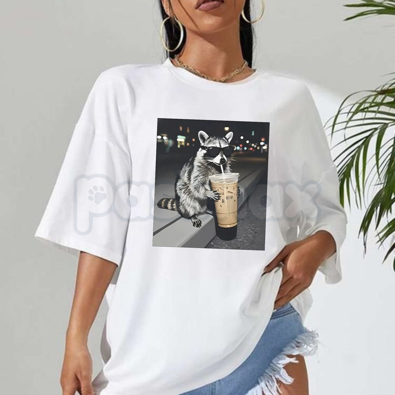 Funny Raccoon Drinking Iced Coffee T-Shirt - Caffeinated Trash Panda Graphic Tee, Relatable Iced Coffee Lover Shirt, Premium Heavyweight Unisex Animal Humor Top, Cute Sarcastic Raccoon Gift, Trendy Caffeinated Animal Streetwear