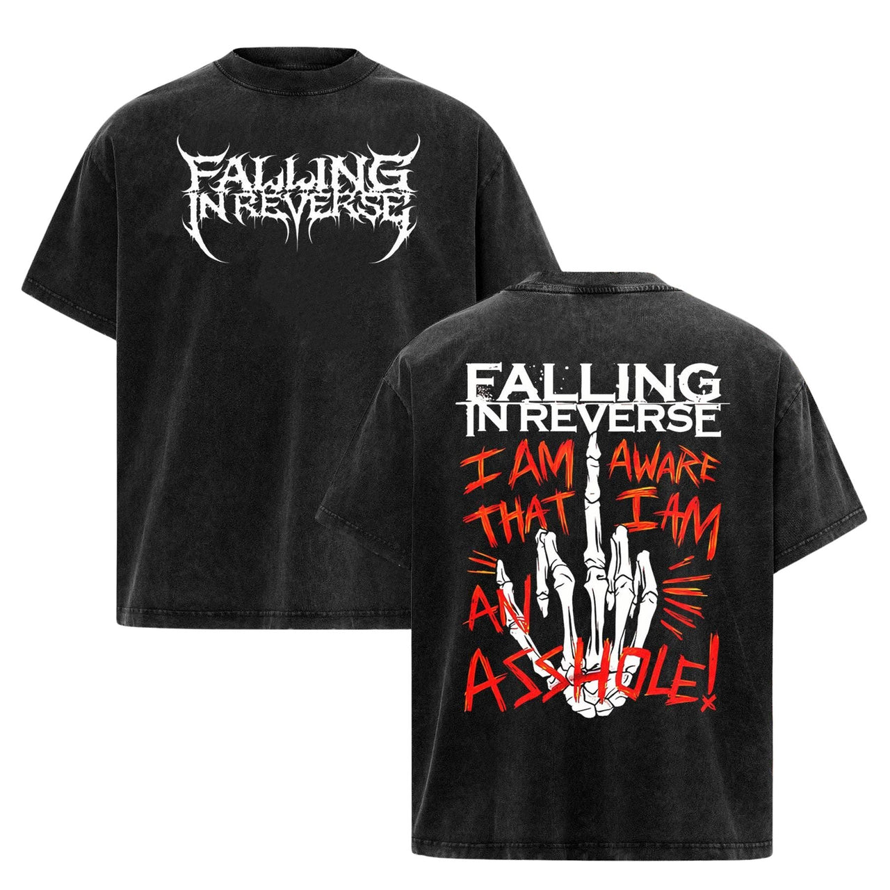 Vintage Retro Falling In Reverse T-Shirt – 2-Sided Rock Band Graphic Tee, Casual Comfort Cotton
