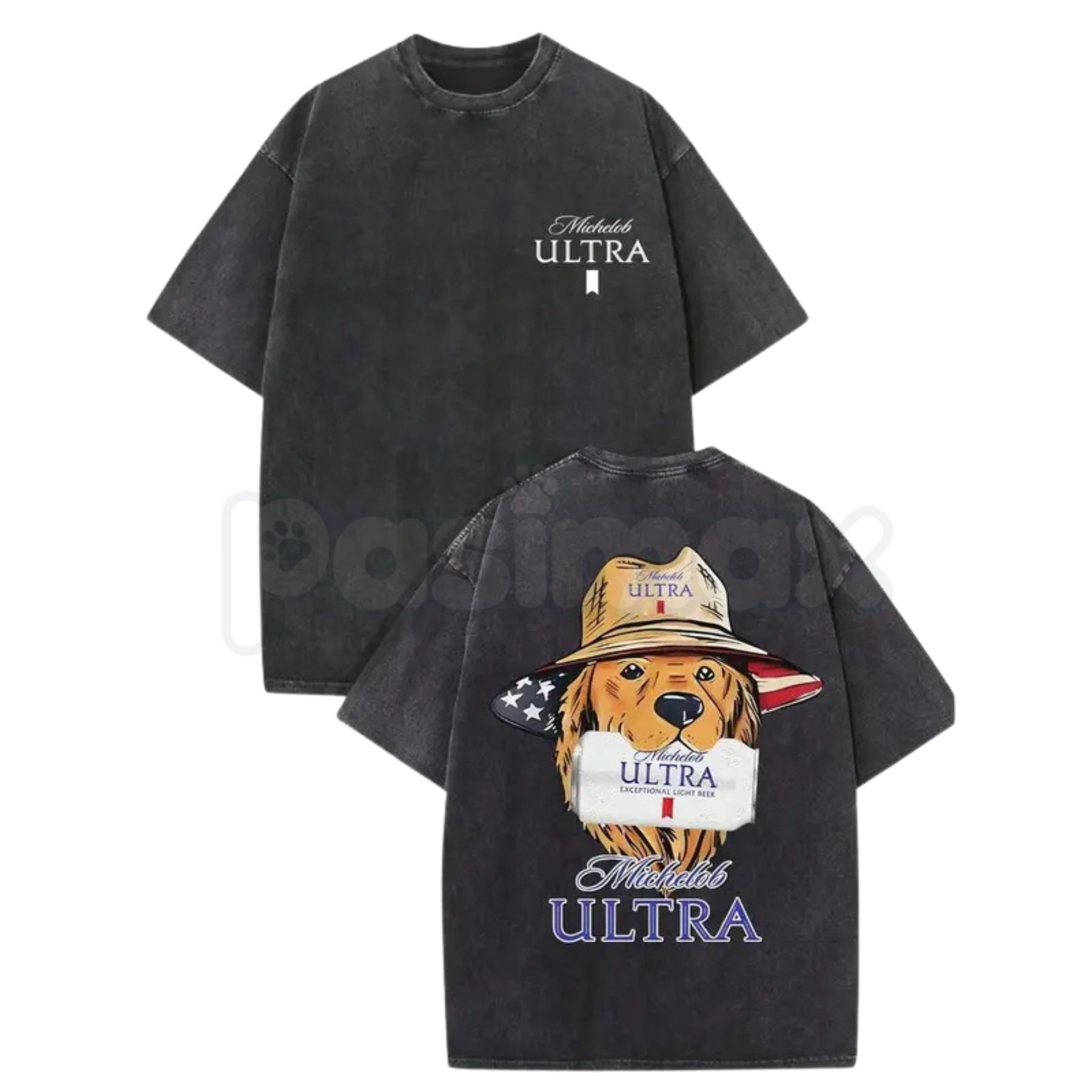 Michelob Ultra American Dog Vintage Washed T-Shirt – Retro Beer & Golden Retriever Graphic Tee, Lightweight Cotton Summer Top