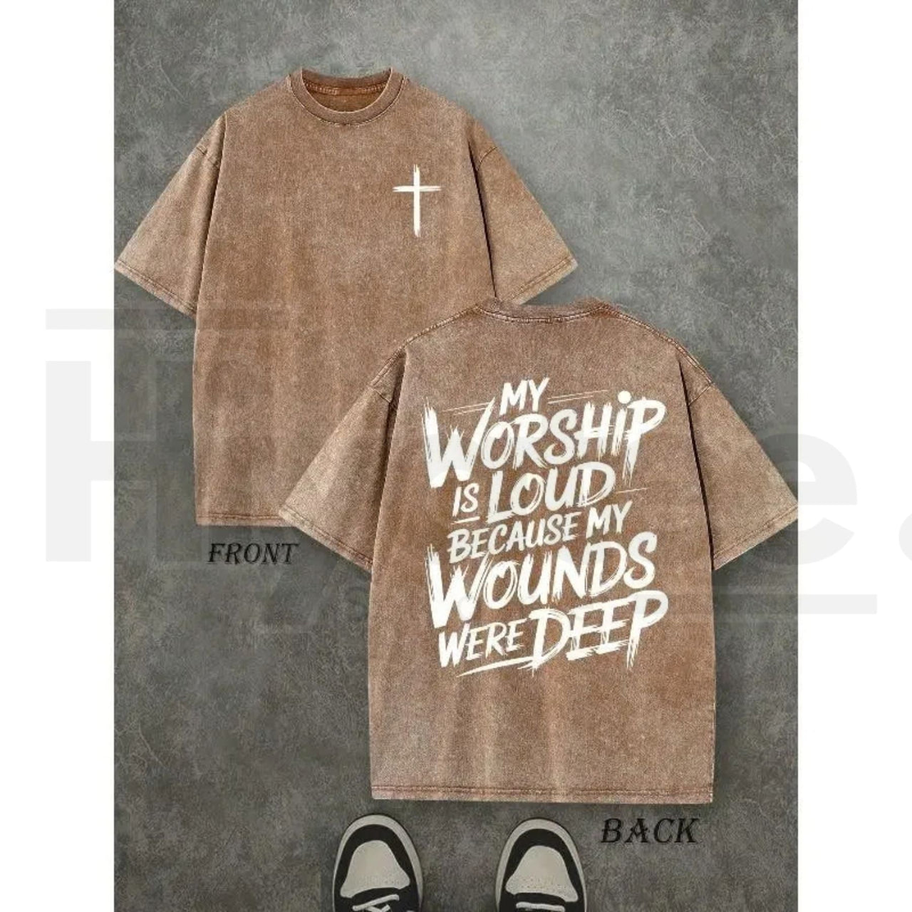 My Worship Is Loud Because My Wounds Were Deep Vintage Washed Christian T-Shirt – Double-Sided Faith Graphic Tee
