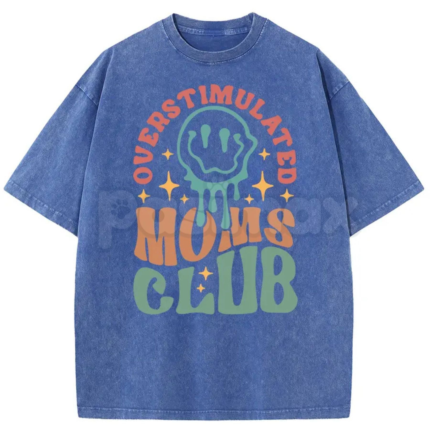 Holafish Oversize Acid Wash Vintage “MOM’S Club” T-Shirt – Retro Aesthetic Graphic Streetwear
