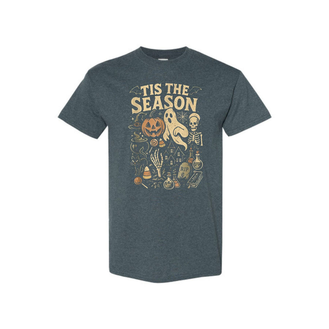 Spooky Season Vibes T-Shirt – Halloween Comfort Colors Shirt, Retro Fall Tee, Tis The Season Outfit, Cute Autumn Graphic Top