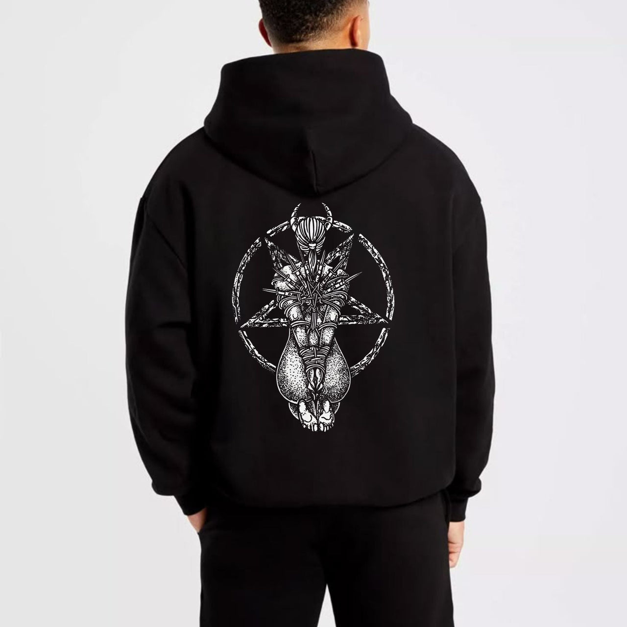 Goat Skull Pentagram Occult Hoodie – Gothic & Pagan Apparel, Mystical Pullover, Witchy Gift