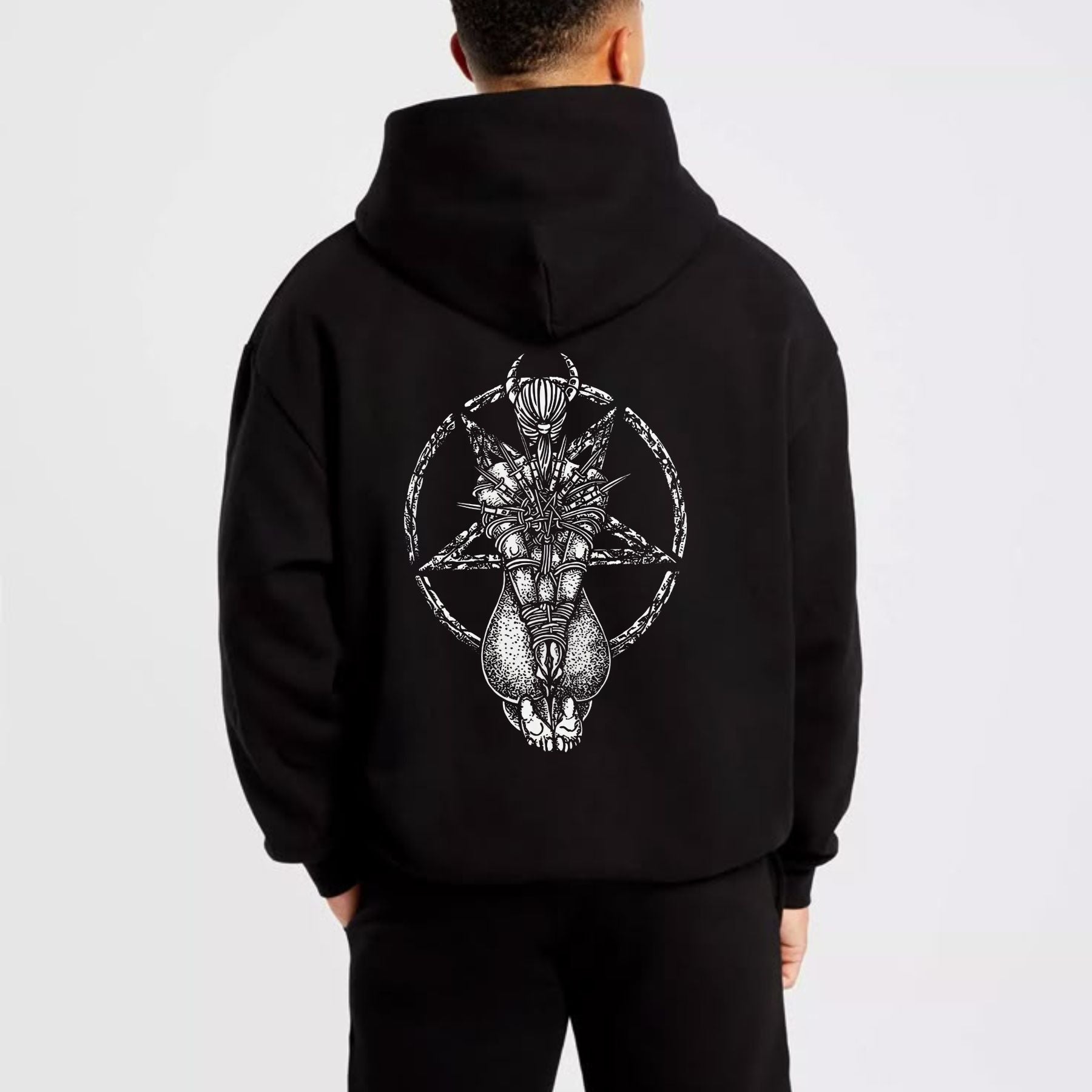Goat Skull Pentagram Occult Hoodie – Gothic & Pagan Apparel, Mystical Pullover, Witchy Gift