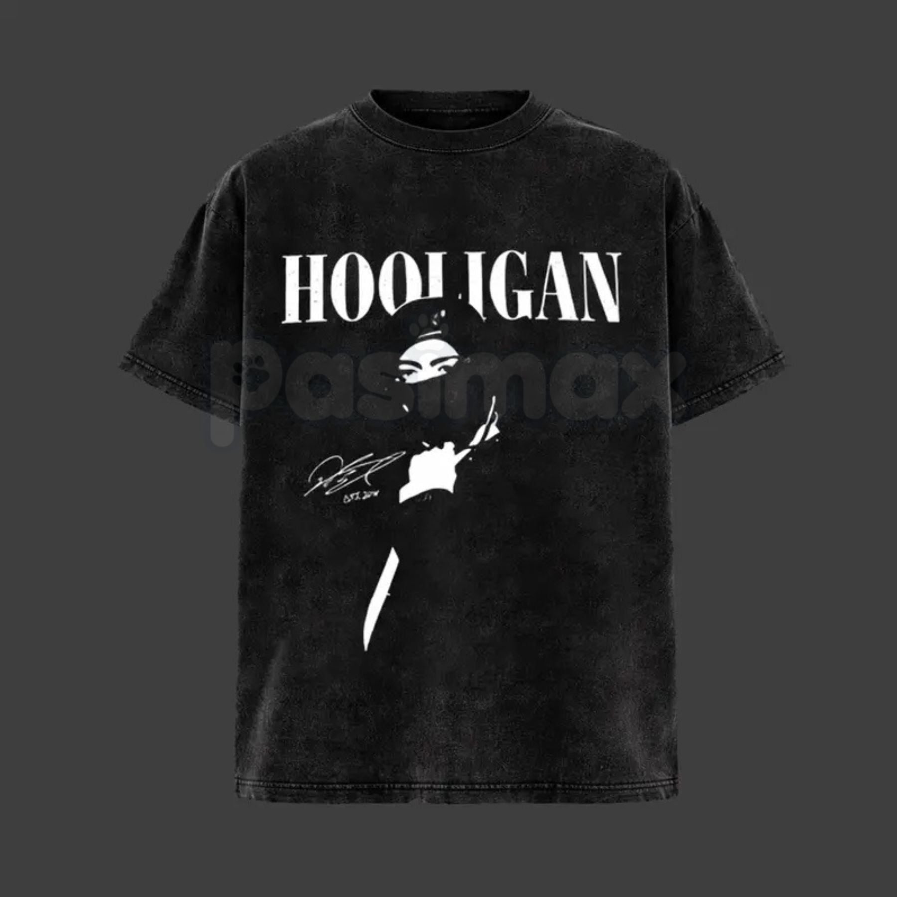 Hooligan Vintage Washed T-Shirt – Retro Distressed Graphic Tee, Lightweight Cotton Underground Streetwear Top