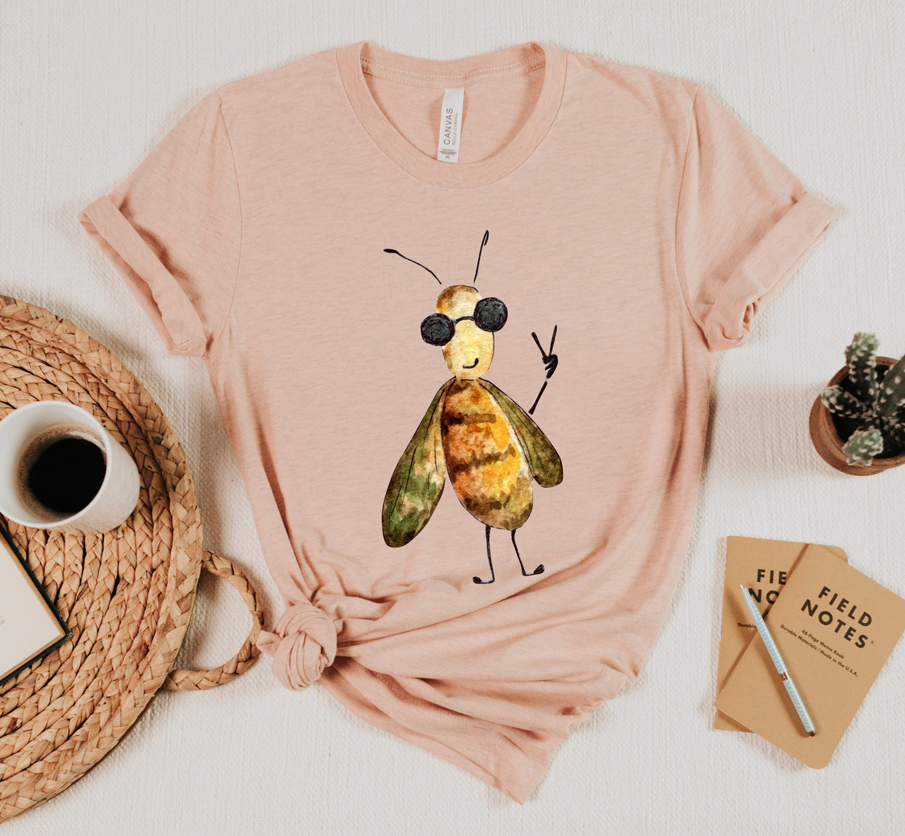 Funny Bee Watercolor Animal Lover Nature Fun Design Print Comfort Colors Tee