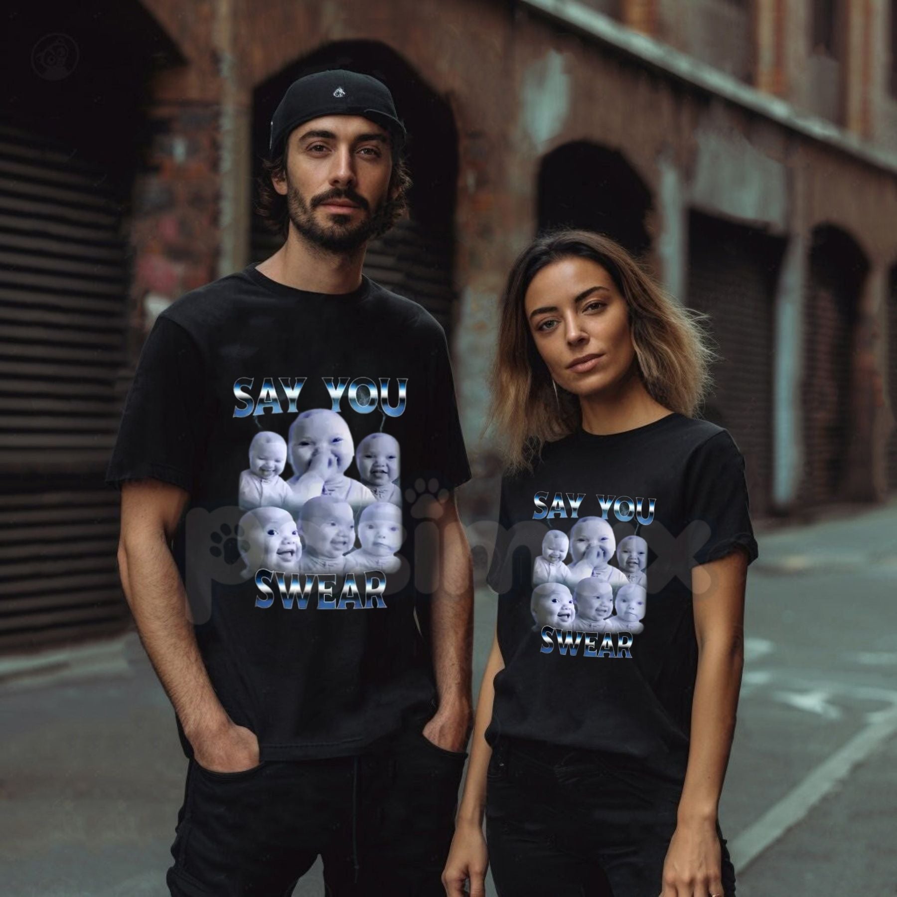 Niche Baby Holding Laugh Graphic T-Shirt - Ironic Surreal Meme Tee, Funny Aesthetic 