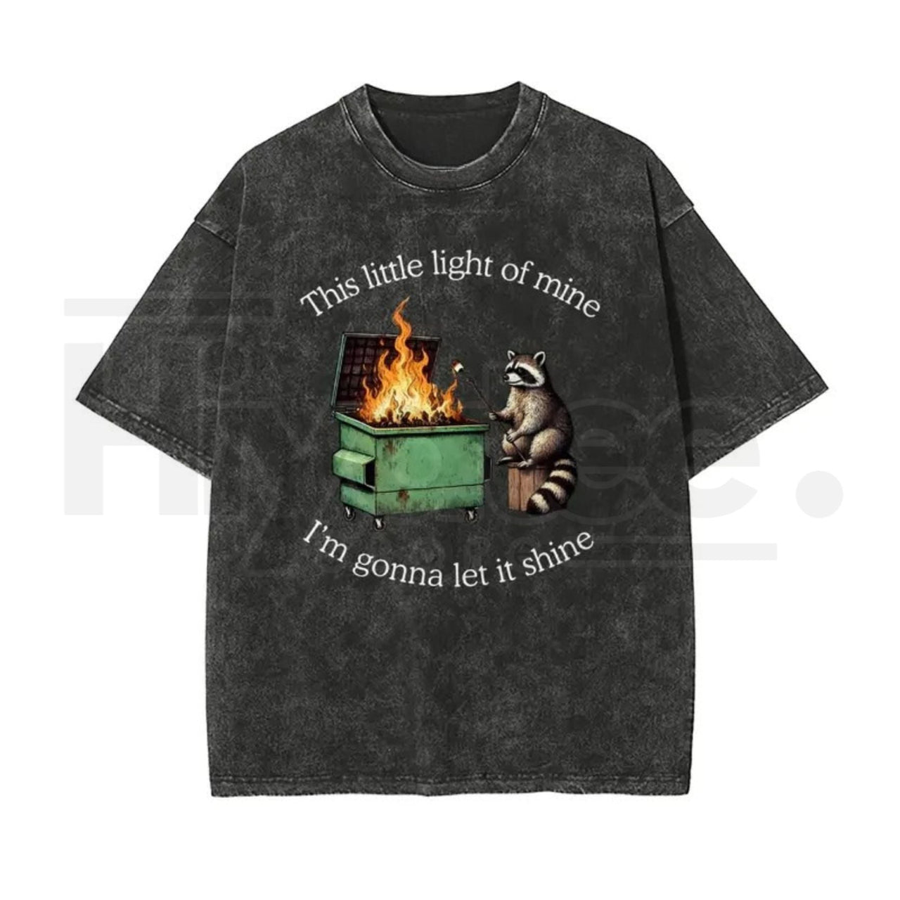Raccoon “Let It Shine” Vintage Washed T-Shirt – Oversized Batik Cotton Inspirational Graphic Tee