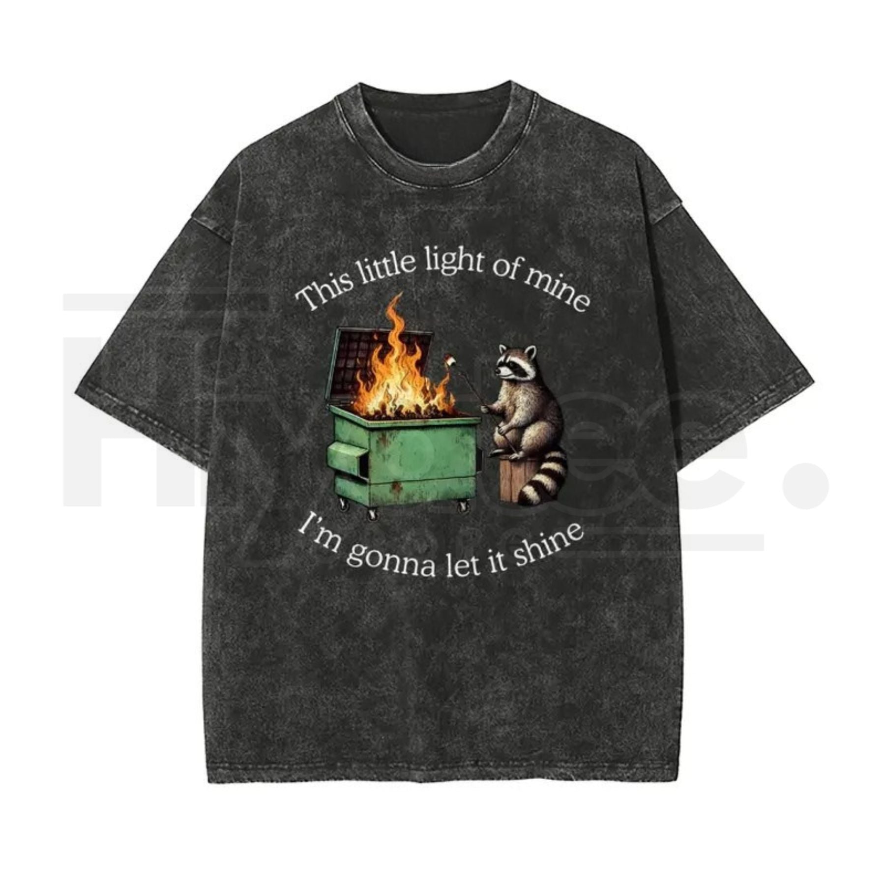 Raccoon “Let It Shine” Vintage Washed T-Shirt – Oversized Batik Cotton Inspirational Graphic Tee