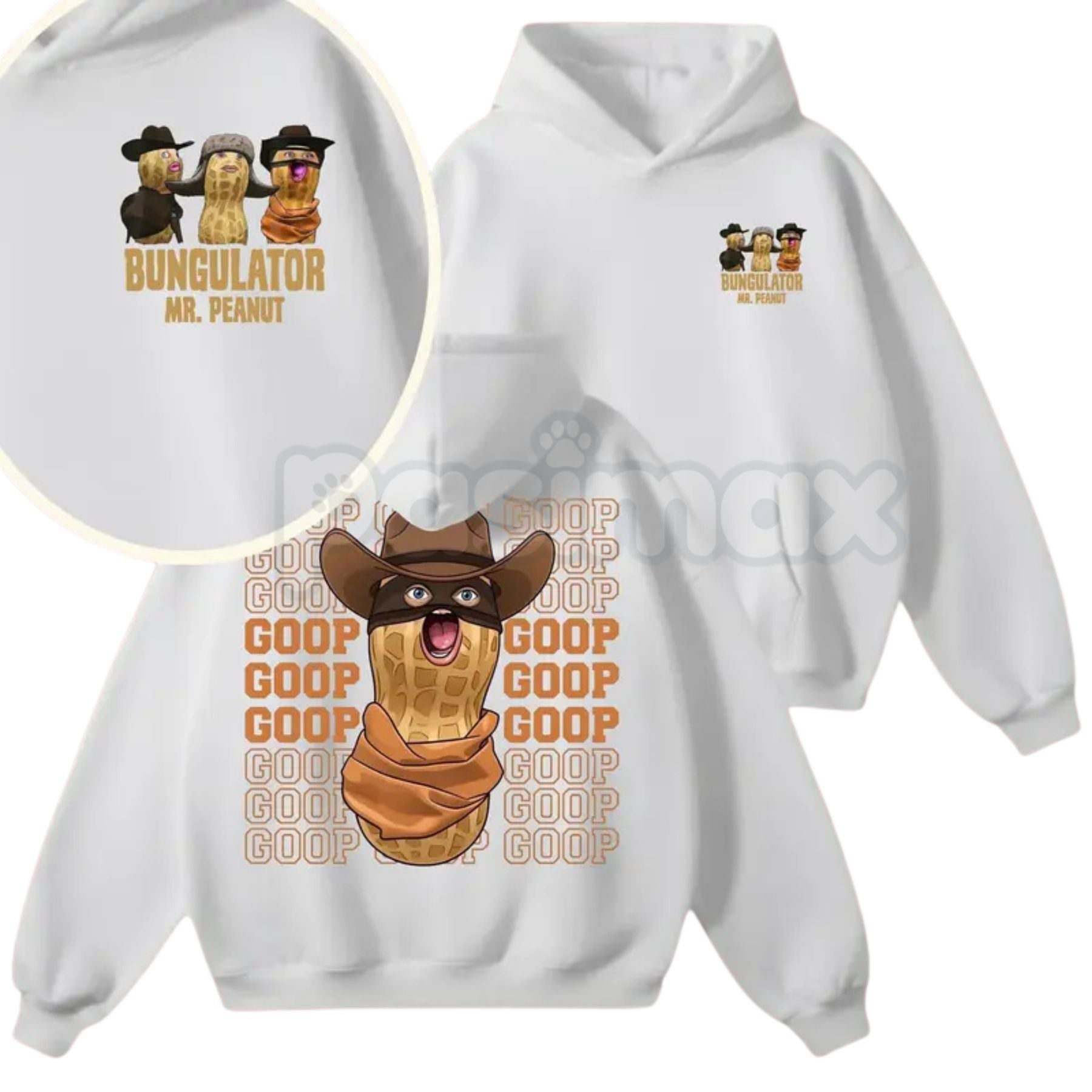 Peanut Bungulator Goop Hoodie – Funny Cowboy Peanut Graphic Pullover, Surreal Humor Aesthetic Streetwear, Unisex Vintage Hoodie