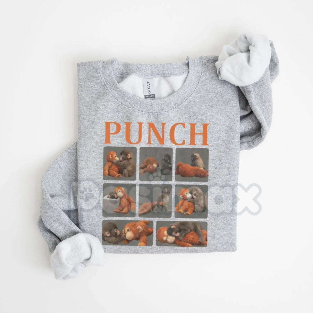 Monkey Punch Graphic Sweatshirt | Baby Monkey Holding Plush Toy Crewneck | Vintage Aesthetic Animal Pullover | Cute Retro Monkey Jumper | Soft Girl Era Graphic Top | Nostalgic Toy Monkey Shirt