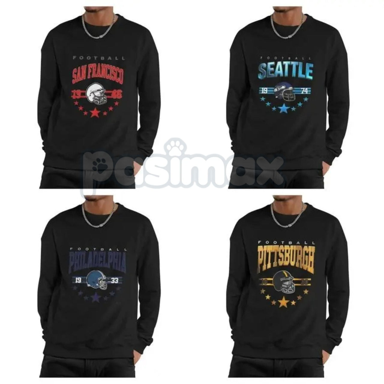 90s All Team Football Sweatshirt – Vintage 1960s Retro Fan Crewneck