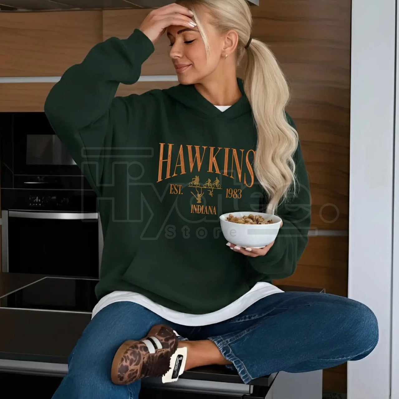 Embroidery Hawkins Indiana 1983 Hoodie – Stranger Things Movie Shirt, Vintage Est. 1983 100% Cotton Merch