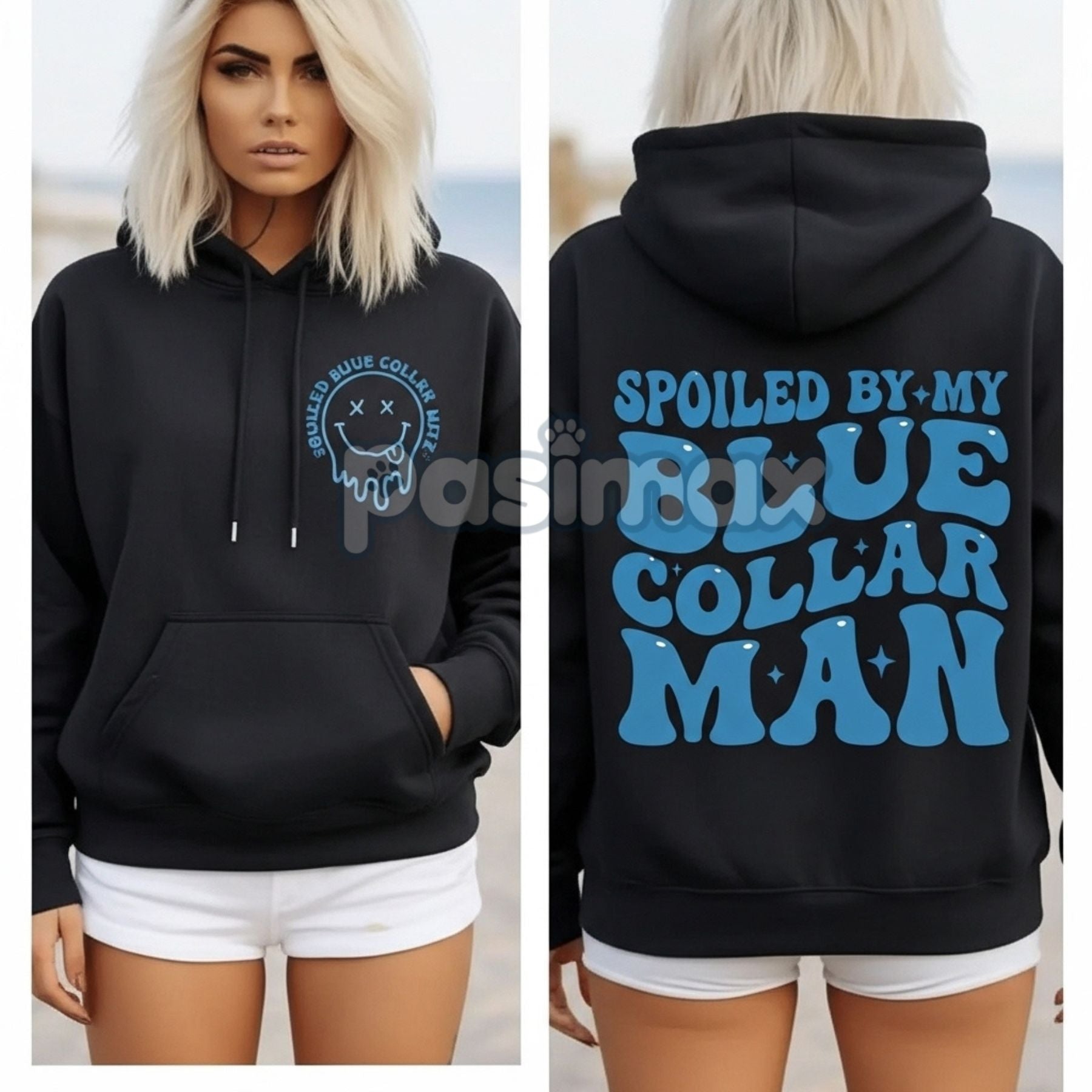 Spoiled Blue Collar Wife Hoodie – Proud Wife Pullover, Union Worker Gift for Her, Unisex Comfort