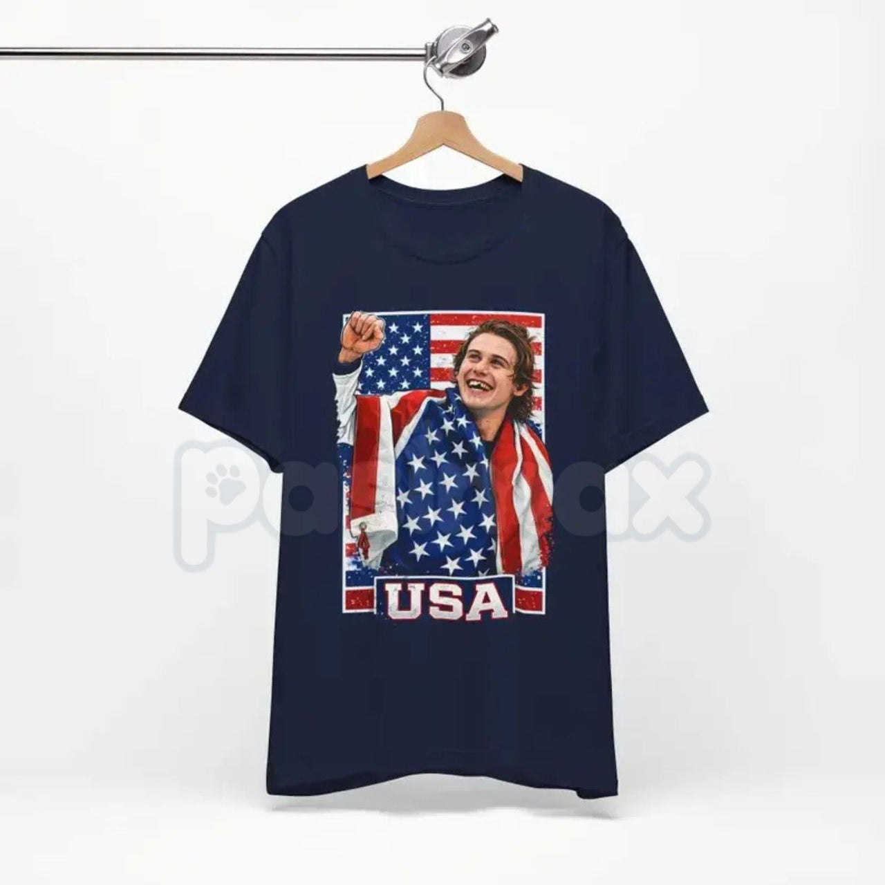 Jack Hughes Team USA Hockey Fan T-Shirt - Olympic USA Graphic Tee, Premium Heavyweight 100% Cotton Hockey Top, American Playmaker Fan Apparel, Winter Games 2026 Commemorative Shirt, USA Hockey Jersey Inspired Tee