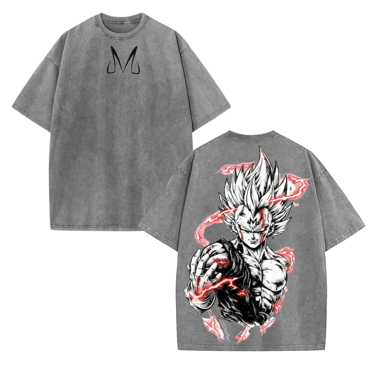 Warrior Power Vintage Washed T-Shirt – DBZ Inspired Anime Graphic Tee, Saiyan Streetwear