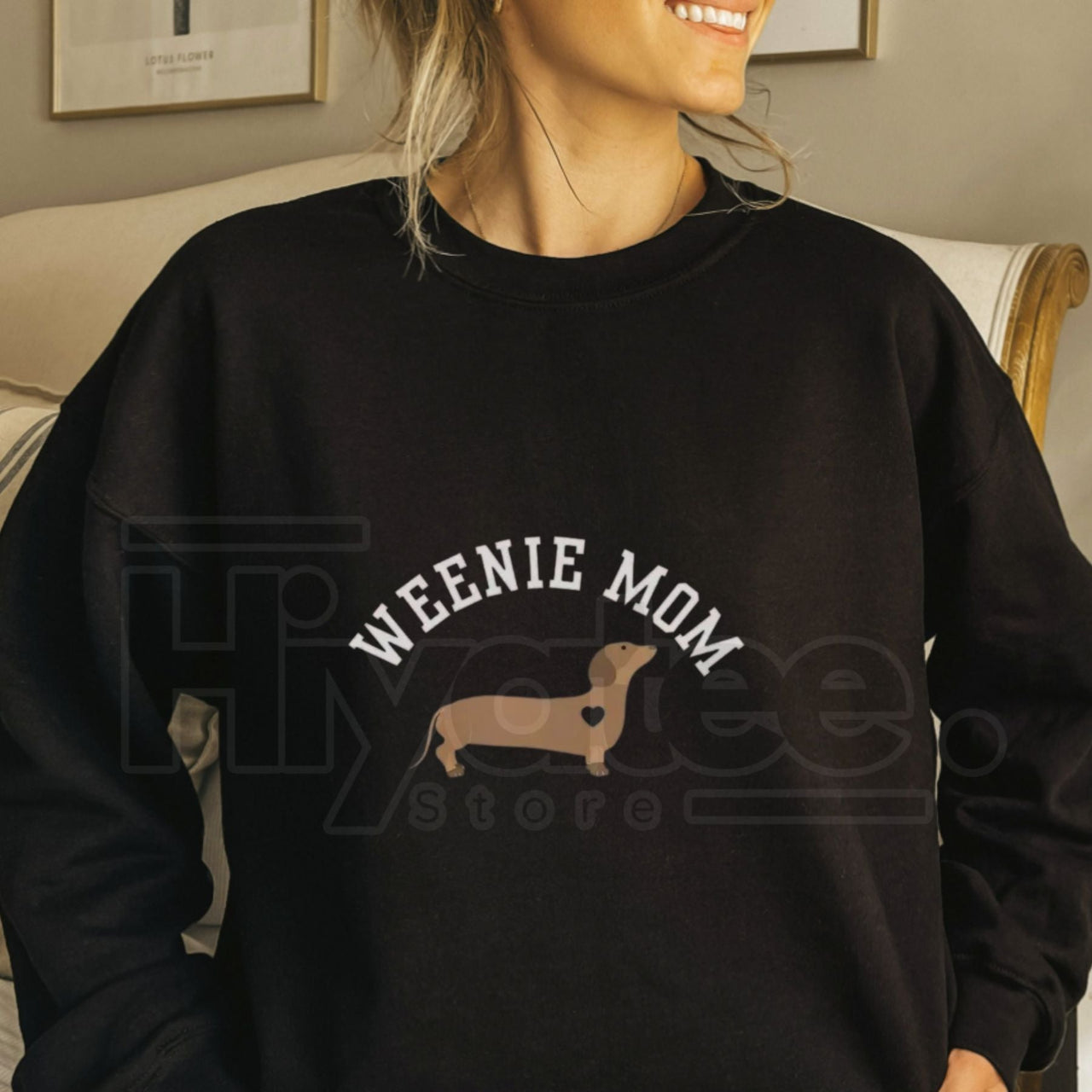 Dachshund Mom Sweatshirt: Weenie Mom Crewneck - Funny Wiener Dog Owner Gift