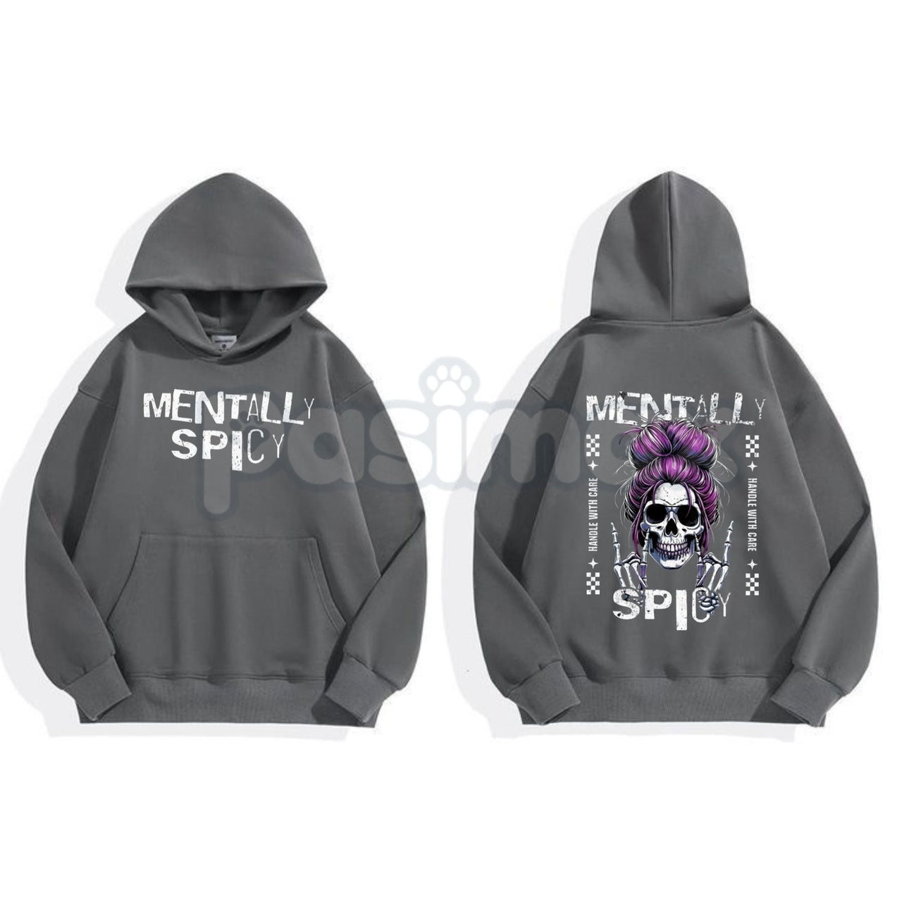 Spicy Brain Skull Hoodie – Dark Aesthetic Neurodivergent Streetwear, Grunge Mental Health Pullover, Unisex Vintage Wash