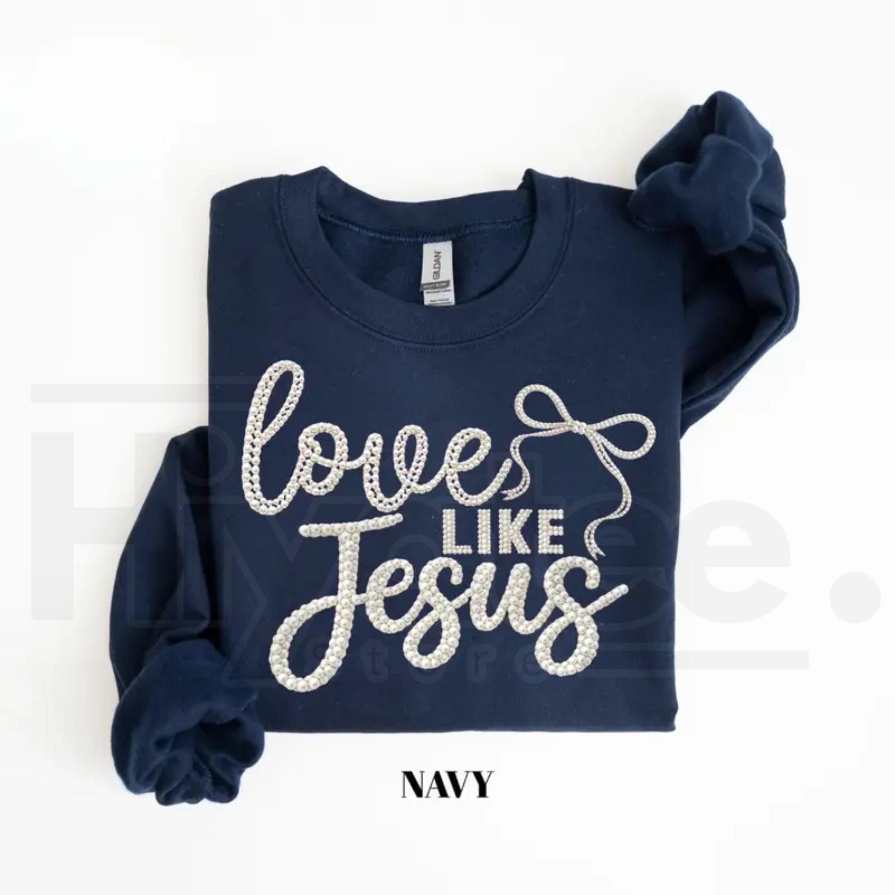 Love Like Jesus Faith Sweatshirt: Girly Coquette Pearl Christian Crewneck