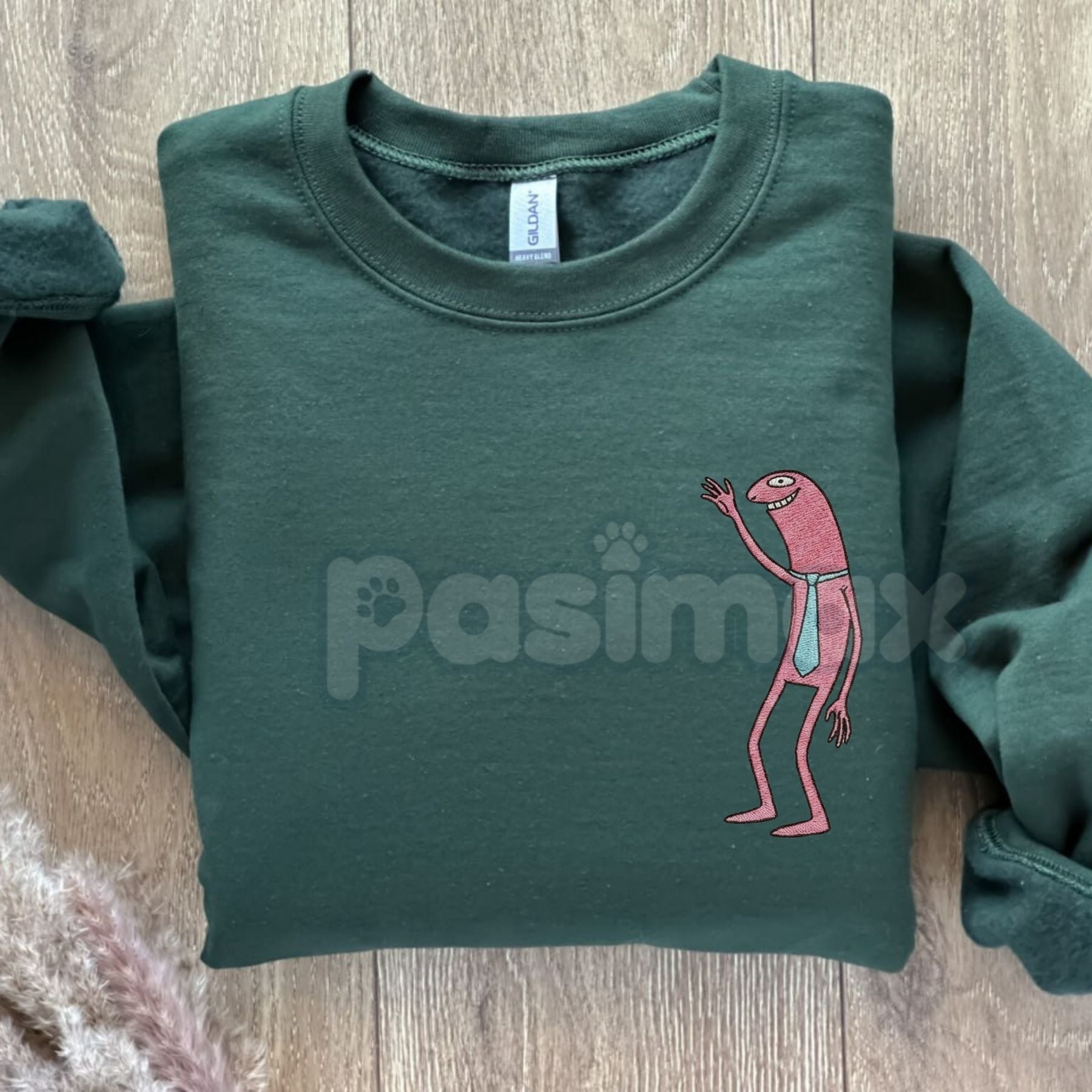Pim & Charlie Smiling Friends Embroidered Crewneck – Funny Animation Sweatshirt