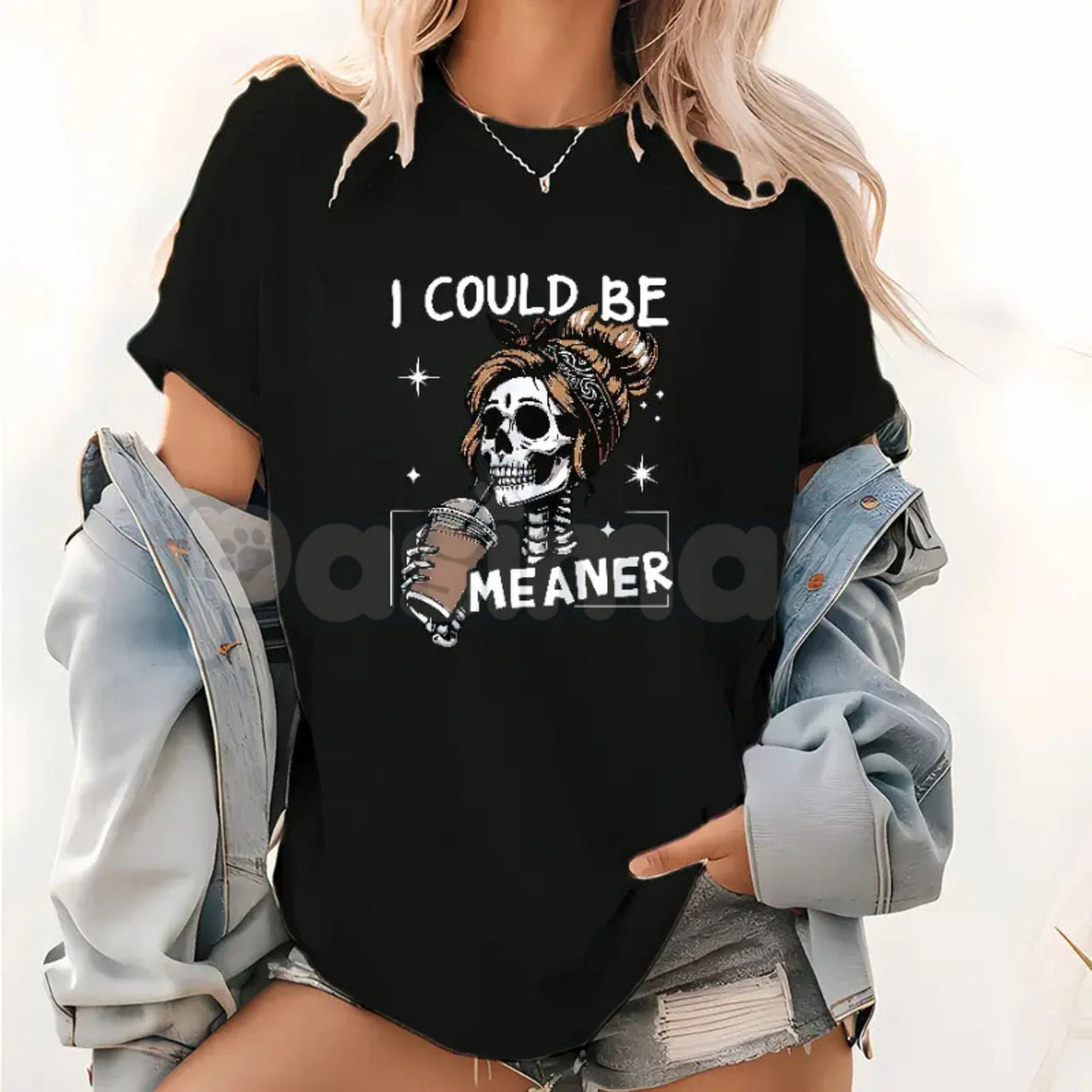 I Could Be Meaner Retro Skeleton – Funny Mom Aesthetic Sweatshirt, Meme T-Shirt & Oversized Hoodie