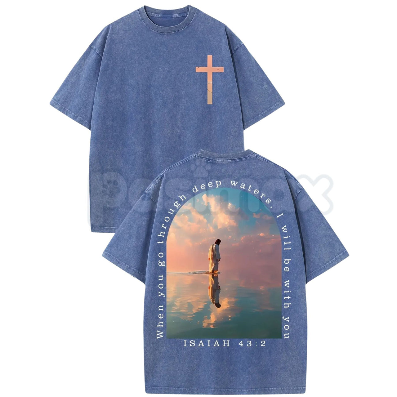 Isaiah Prophecy Cross Tee – 230g Heavyweight Washed Cotton Double-Sided Retro Streetwear Graphic T-Shirt