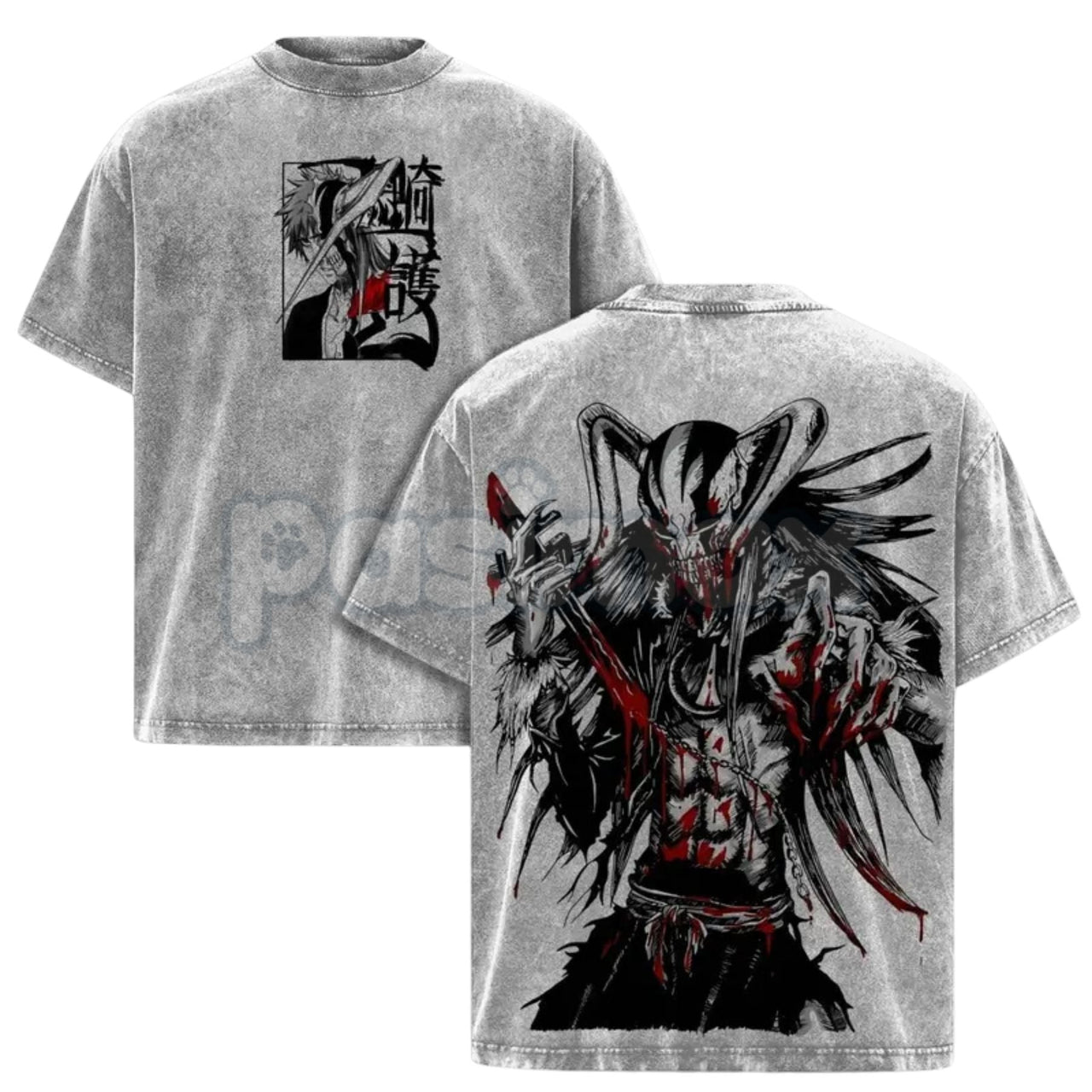 Ichigo Hollow Form Bleach Washed T-Shirt – Retro Vasto Lorde Graphic Tee, Lightweight Cotton Anime Streetwear