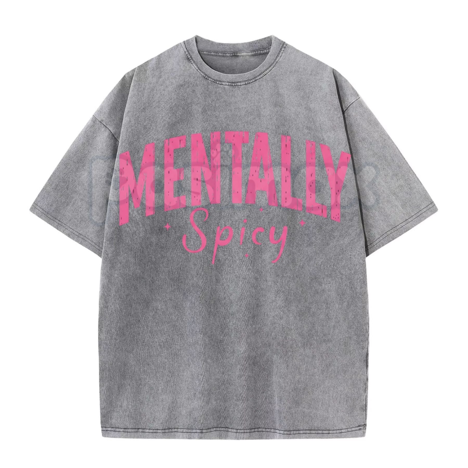 Mentally Spicy Washed T-Shirt – Funny Sarcastic Quote Tee, Vintage Oversized Graphic Shirt