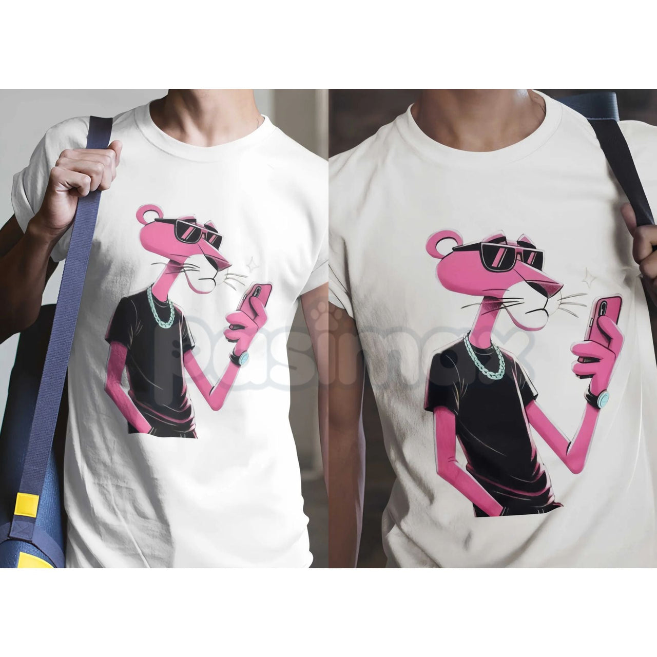 Pink Panther Wears Glasses Funny T-Shirt - Cool Sophisticated Feline Graphic Tee, Premium 100% Cotton Retro Cartoon Shirt, Geek Chic Pink Panther Fan Apparel, Modern Minimalist Character Top, Soft Lived-In Unisex Streetwear