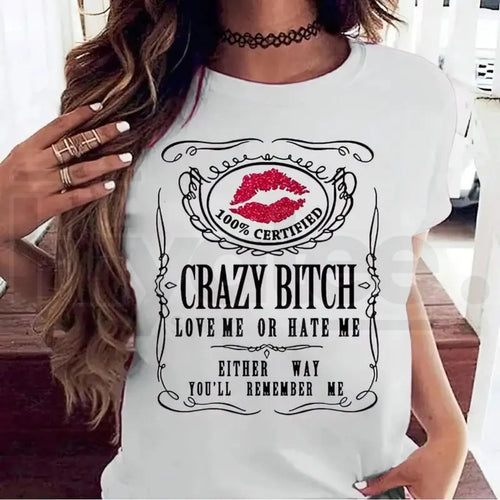 "Bold Statement" Women’s Casual Cotton – Humorous Short-Sleeve Graphic