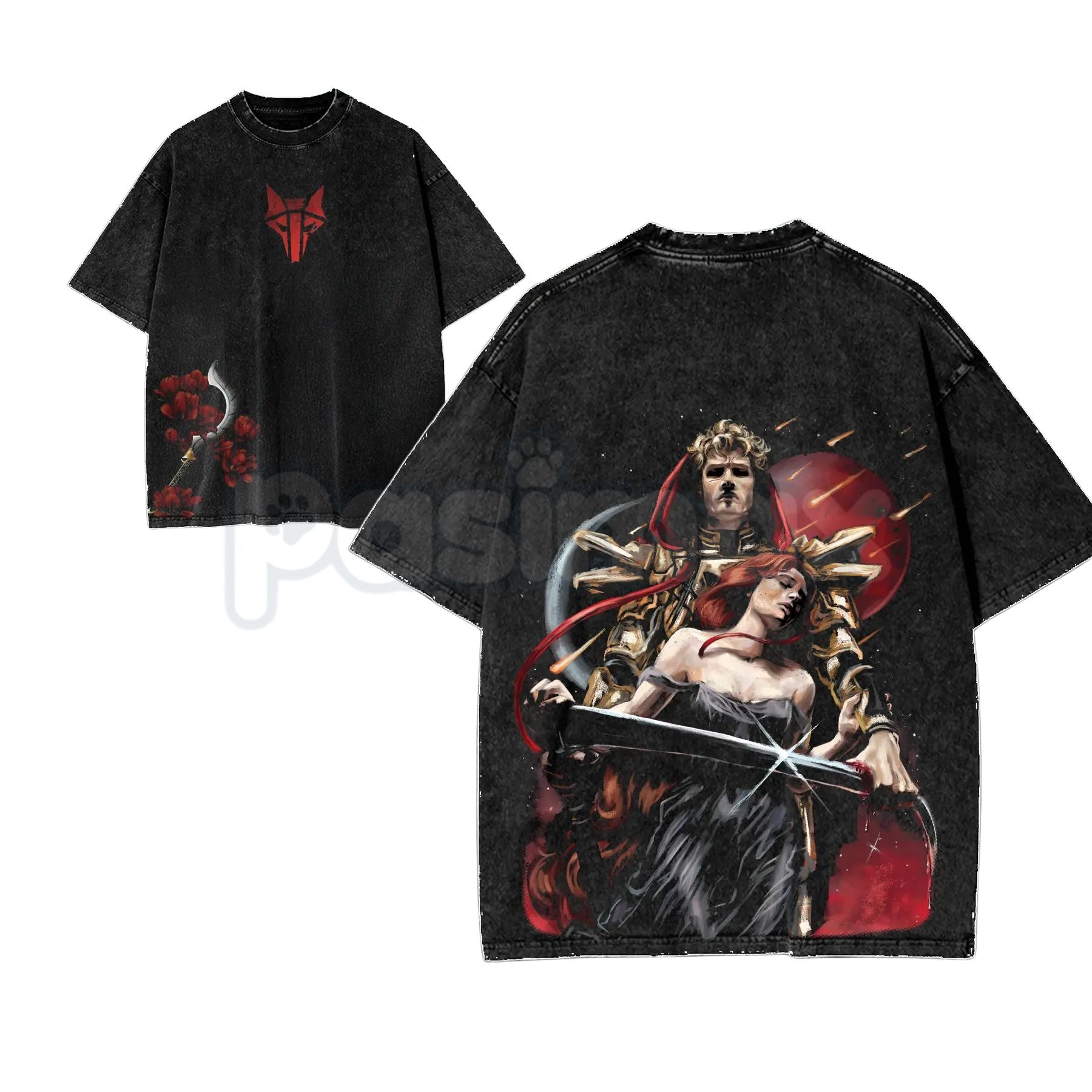 Red Rising The Reaper of Mars T-Shirt – Darrow O'Lykos Oversized Graphic Tee, Lightweight Washed Cotton Sci-Fi Streetwear