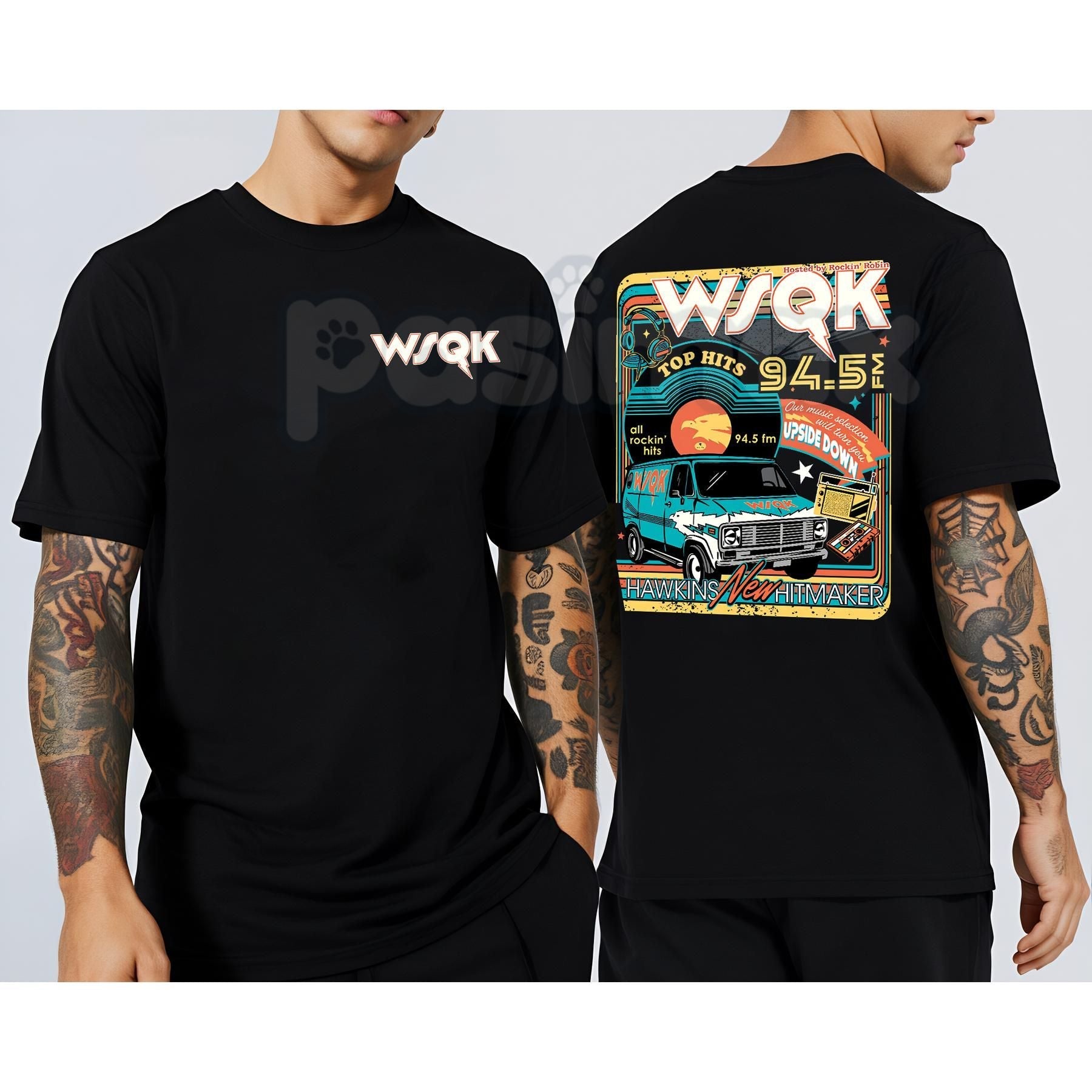 WSQK Hawkins Hellfire Club T-Shirt - Vintage 80s Radio Style Graphic Tee, Funny Tabletop Gaming Fantasy Shirt, Eddie Munson Inspired Hawkins Fan Apparel