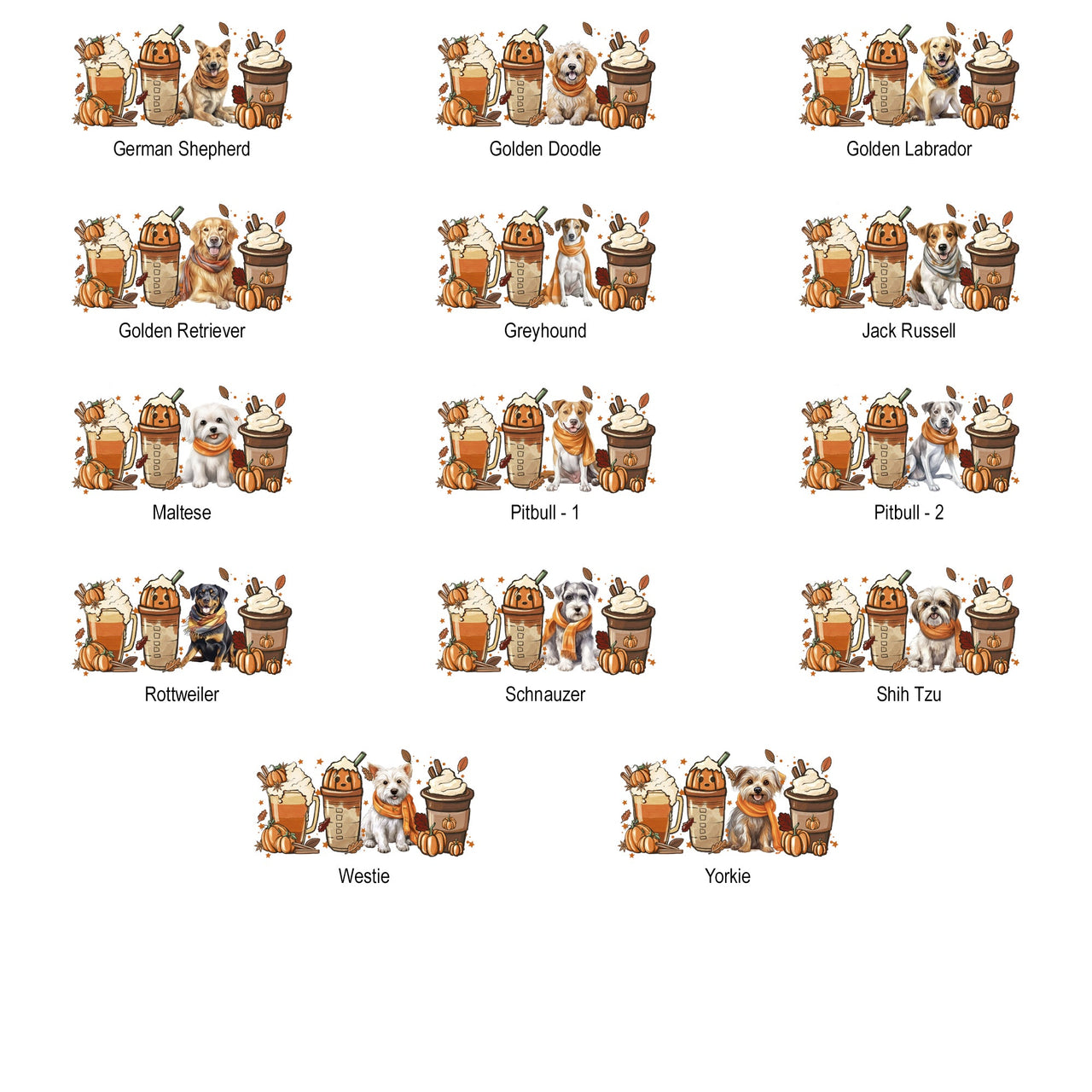 Autumn Dogs and Coffee, Many Breeds Available, Cozy Canine Lovers Collection Comfort Colors Tee