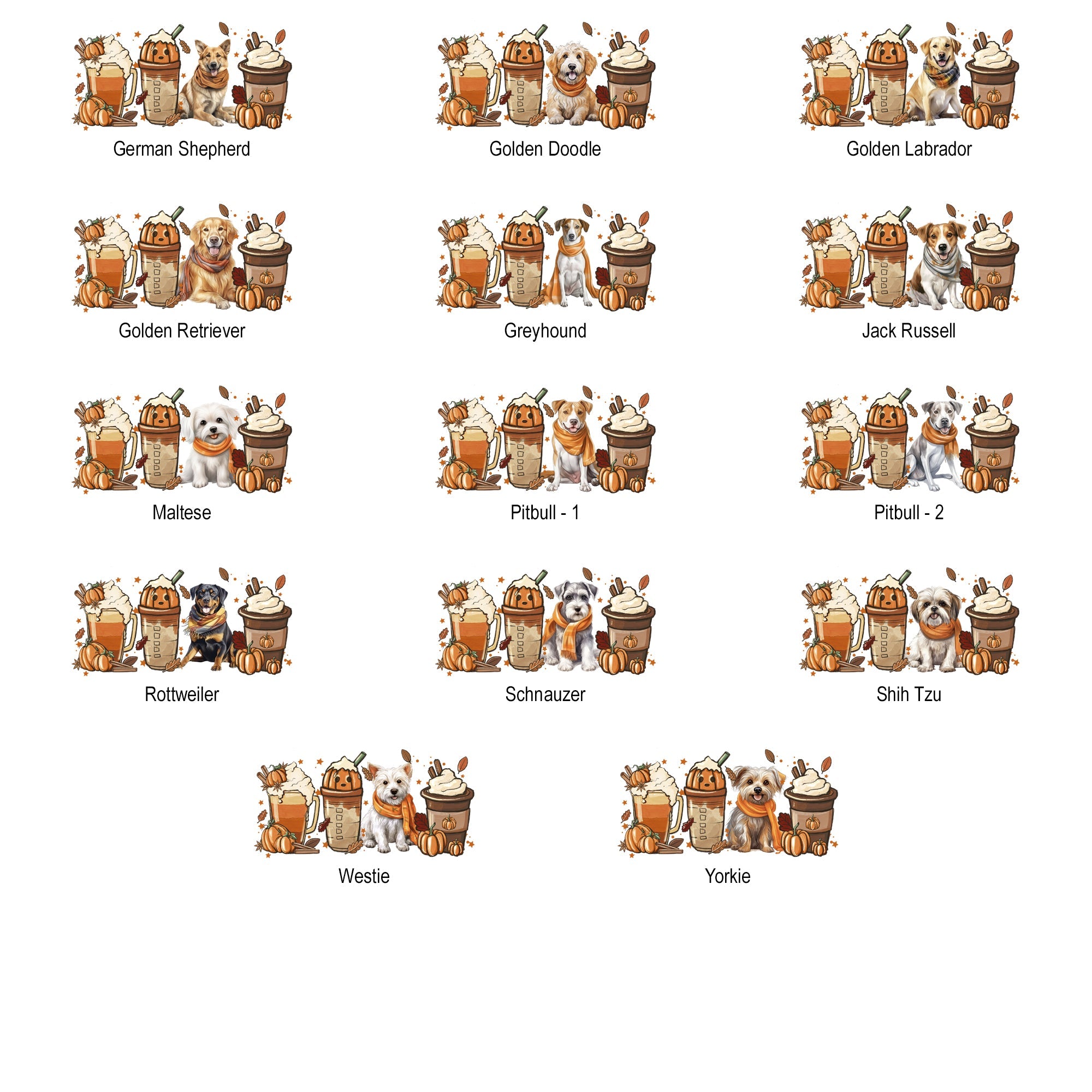 Autumn Dogs and Coffee, Many Breeds Available, Cozy Canine Lovers Collection Comfort Colors Tee