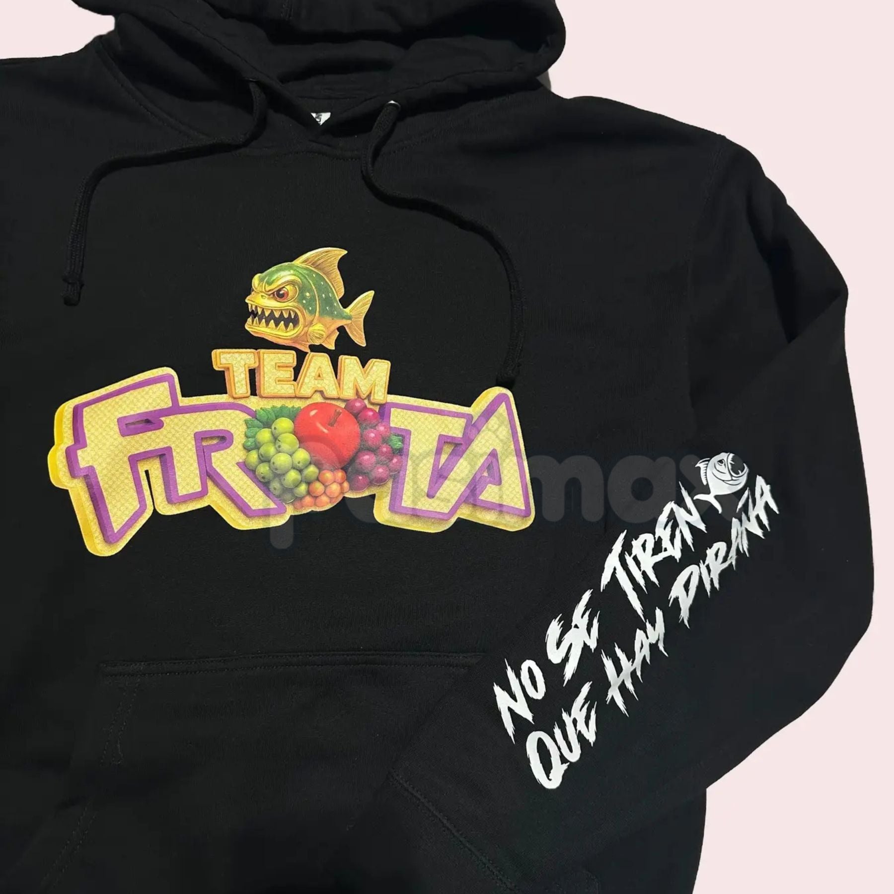 Team Fruta Hoodie – Black, Fruit Logo & Slogan 